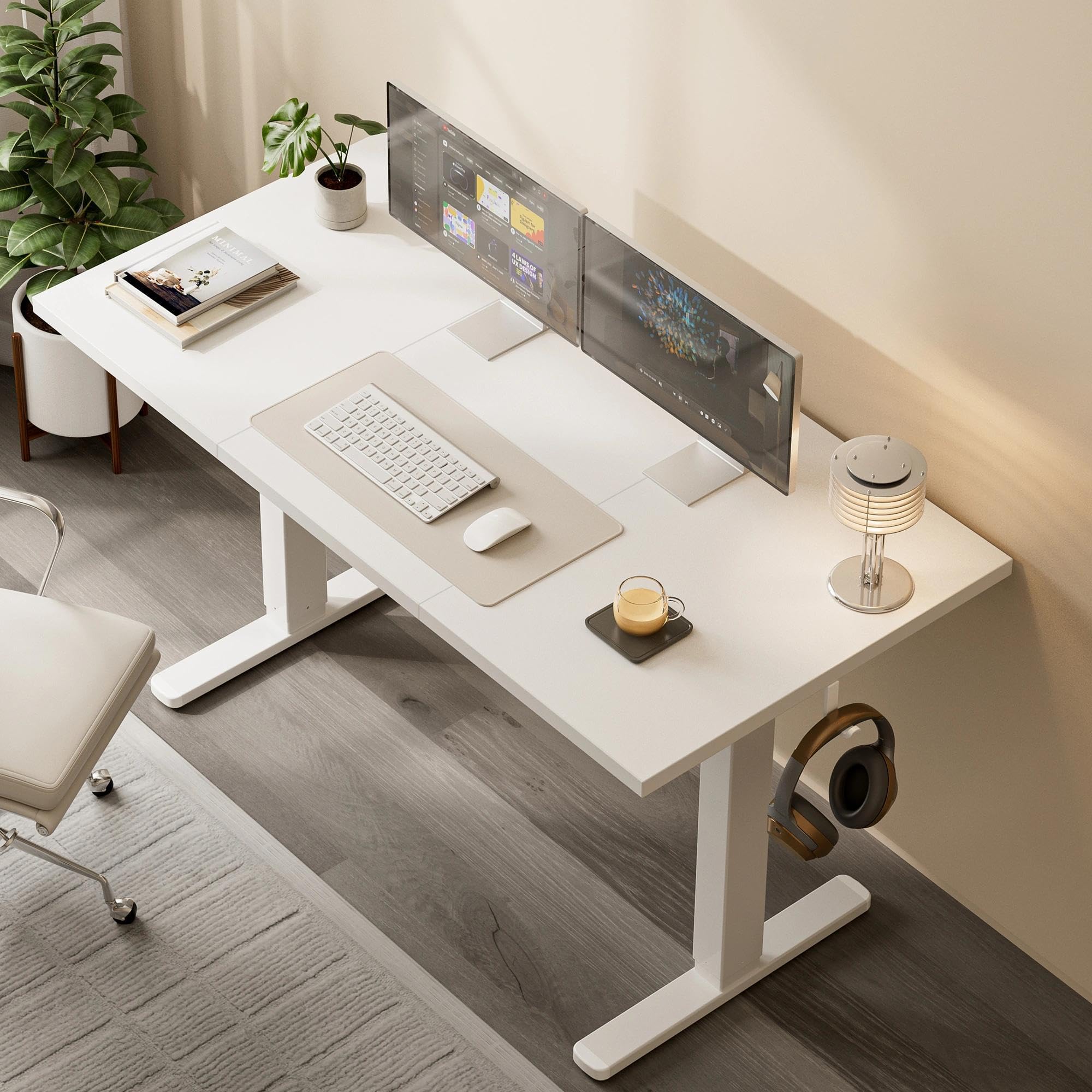 Acrolix Höhenverstellbarer Schreibtisch 120x60 cm,Stabiler Computertisch mit Kabelmanagement, Elektrischer Schreibtisch mit Memory Funktion, 80kg Tragkraft, Bürotisch für Homeoffice Weiß