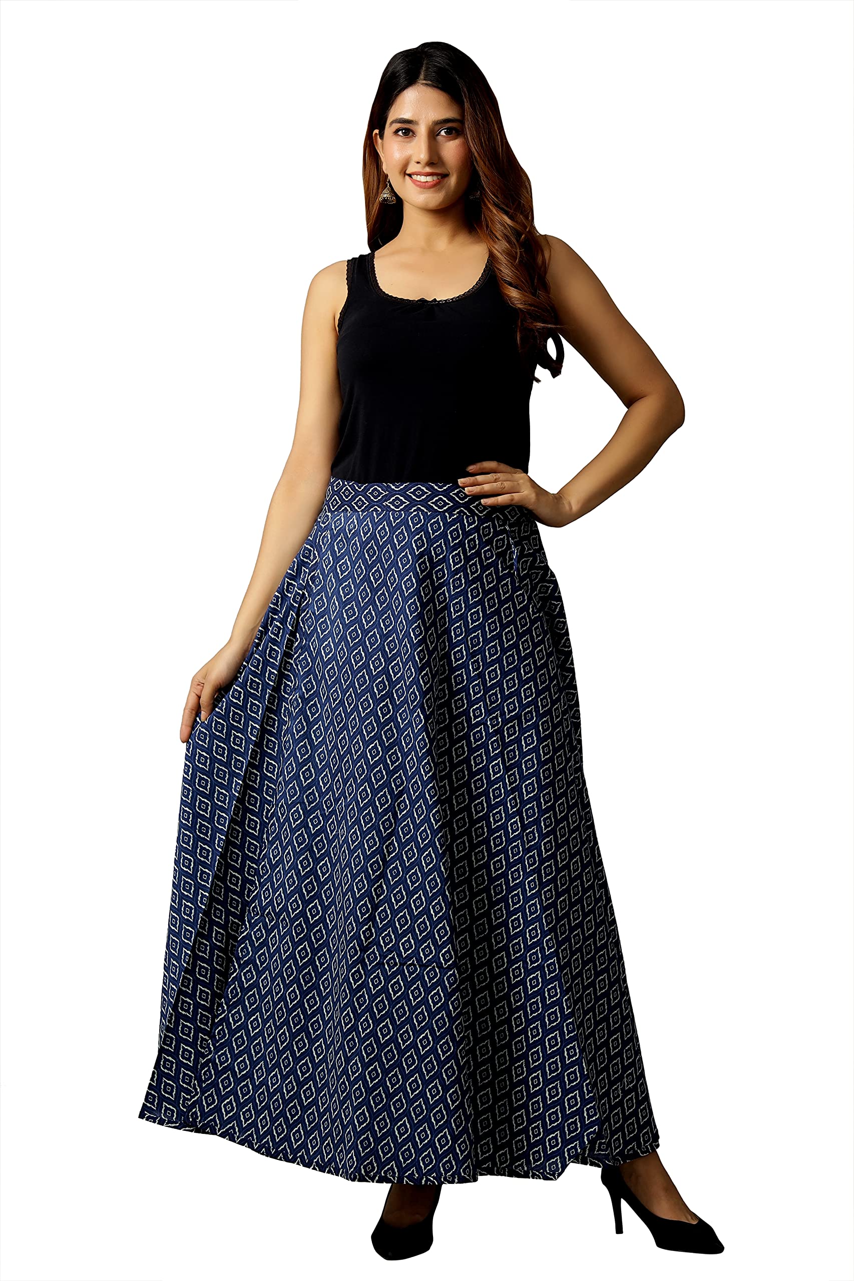 ravaiyaa - attitude is everything Cotton Hand Block Floral Printed Wrap Around Women’s Free Size Skirt Rapron-picture-41