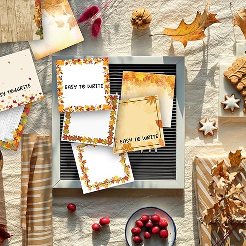 Miniatura 5 de 16 notas adhesivas de otoño de 3 x 3 pulgadas, lindas notas de hojas de arce de calabaza de otoño, notas de notas adversas para recordatorio,