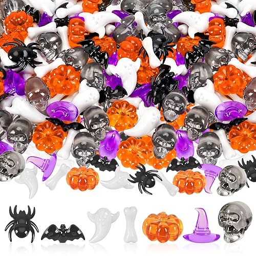 Halloween Acrylic Vase Filler, 240pcs Acrylic Pumpkin Ghost Bat Skull
