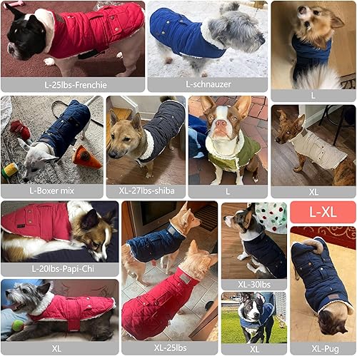 Miniatura 6 de KYEESE Abrigos para perro, chaqueta de invierno para perro con agujero para la correa, chaleco acolchado a prueba de viento, chaleco de sherpa para