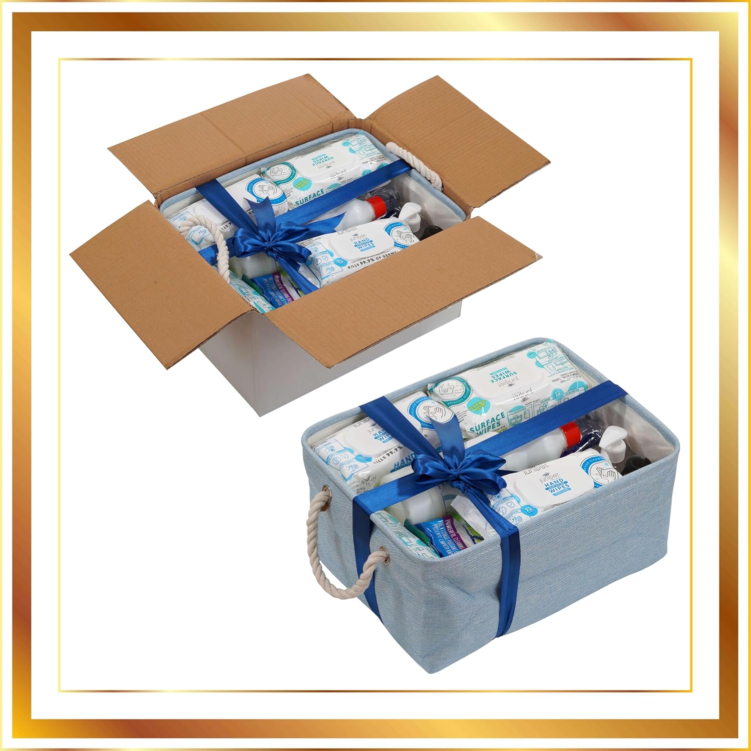 Luxury Cleaning, Supplies Kit, All In One Household Cleaning Essentials Set with Surface-Floor-Hand Cleaners, Laundry Detergent, Dish Soap, Nice Gift for New Homeowners