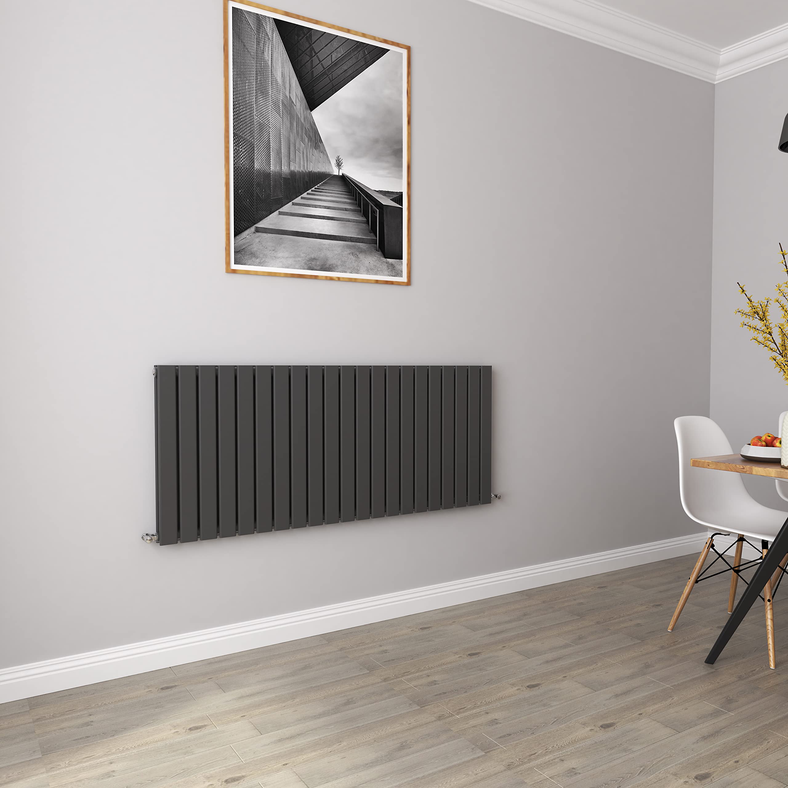 Biubiubath Anthracite Radiators Horizontal Rad Double Flat Panel Central Heating Radiators 600 * 1428Mm