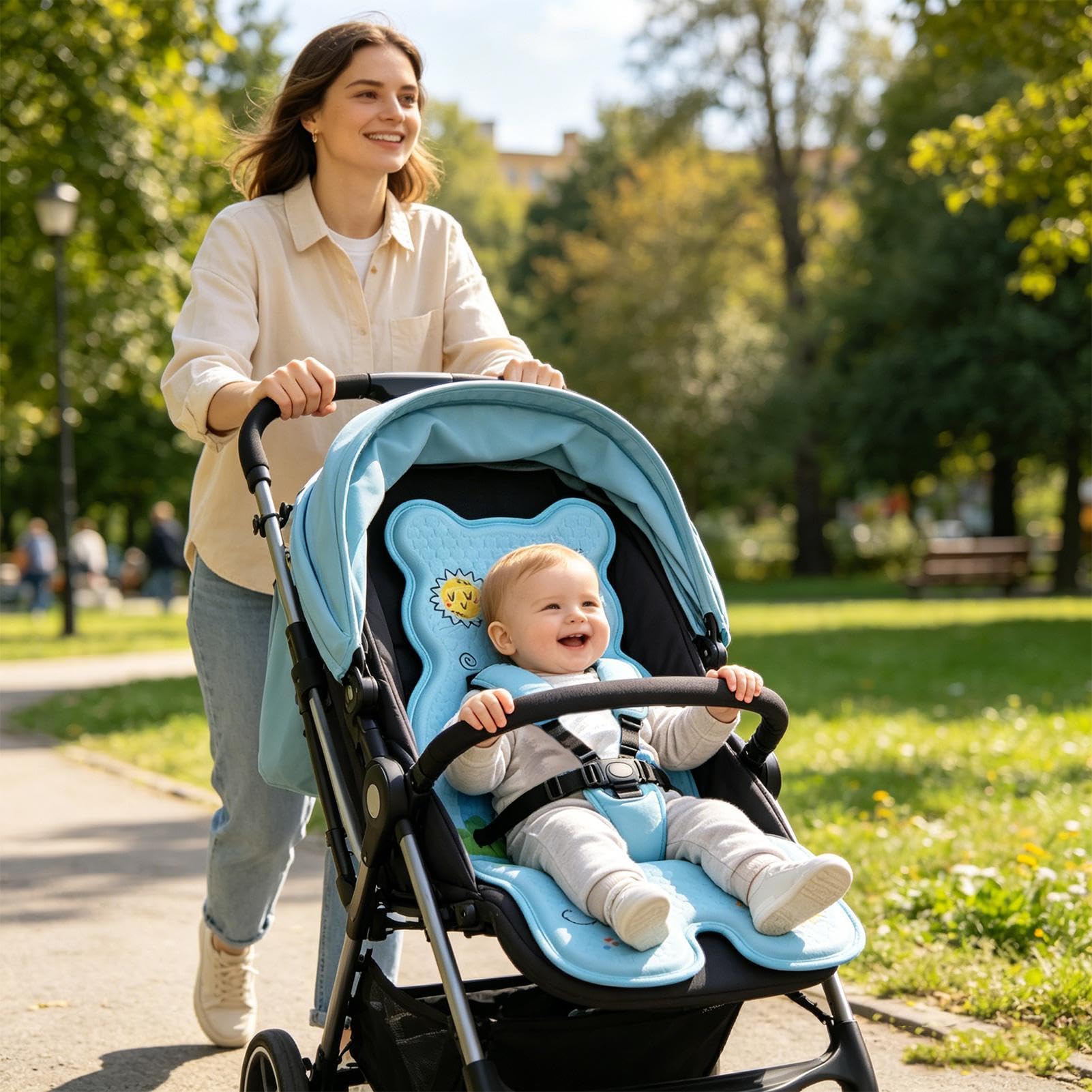 Kühlende Autositz-Auflage - Atmungsaktive Kinder Autositz-Auflage - Kühlunterlage - Für unterwegs sowie am , beim Camping, im Park und im Freien, für die Schaukel, den Stubenwagen und den Stuhl