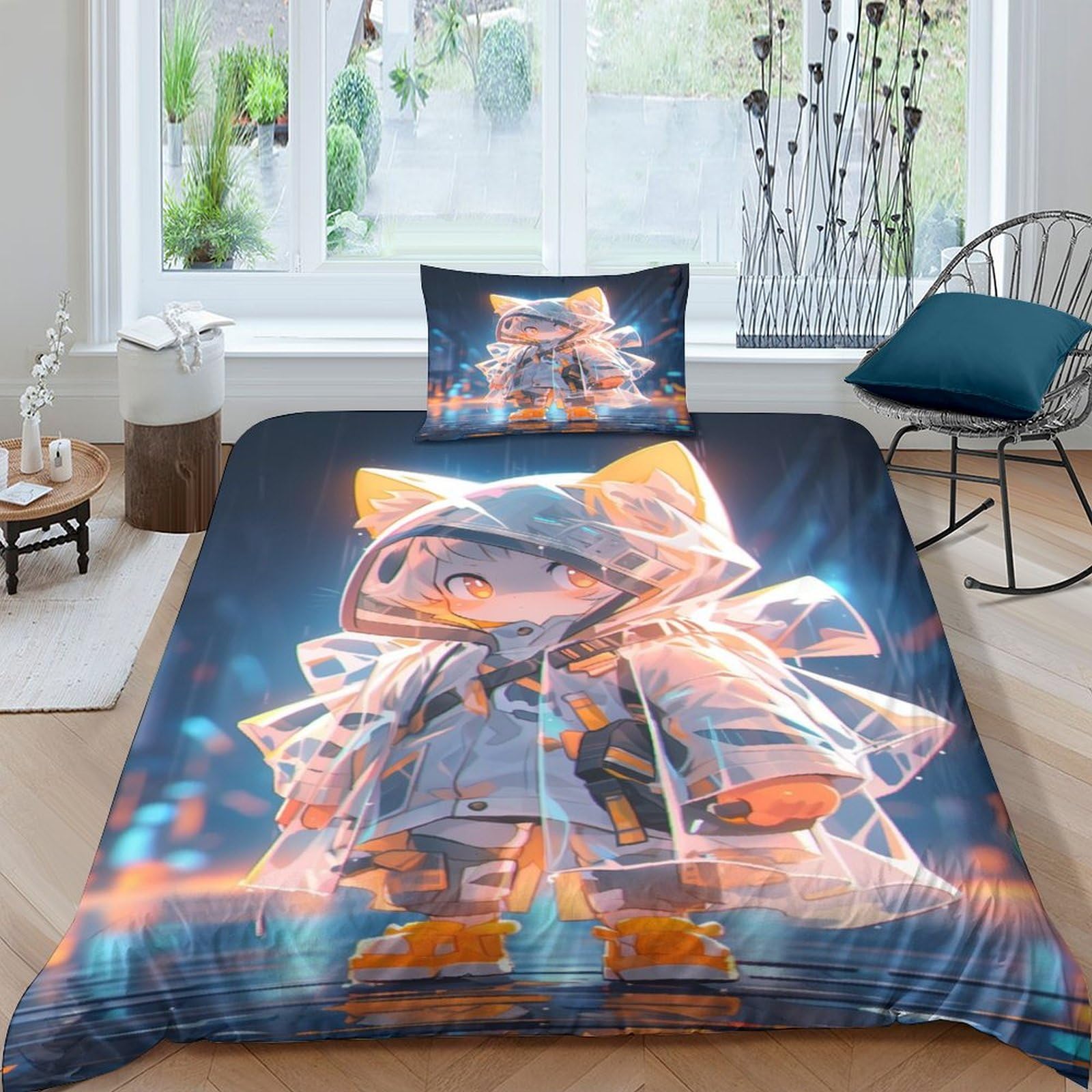 Housse de couette et paire de housses d'oreiller pour des nuits douces