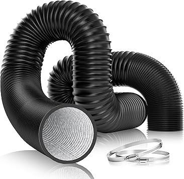 VIVOSUN 4 Flexible Aluminum Duct, 25 FT Long Heavy-Duty Multi-Layer Air Hose for HVAC Ventilation, Dryer Vent Hose for Grow Tents and Duct Fan Systems, 2 Clamps Included