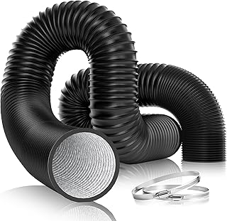 VIVOSUN Dryer Vent Hose, 4 Inch Aluminum Foil Ducting, 25FT Long Heavy-Duty Dryer Hose Vent Kit for HVAC Ventilation, Exhaust, Duct Fan Systems, Black Flexible Air Duct w/ 2 Clamps