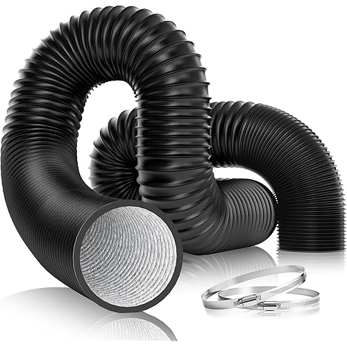 VIVOSUN 4'' Flexible Aluminum Duct, 25 FT Long Heavy-Duty Multi-Layer Air Hose for HVAC Ventilation, Dryer Vent Hose for Grow Tents and Duct Fan Systems, 2 Clamps Included