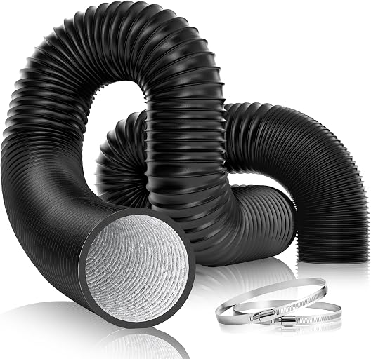 VIVOSUN 4'' Flexible Aluminum Duct, 25 FT Long Heavy-Duty Multi-Layer Air Hose for HVAC Ventilation, Dryer Vent Hose for Grow Tents and Duct Fan Systems, 2 Clamps Included