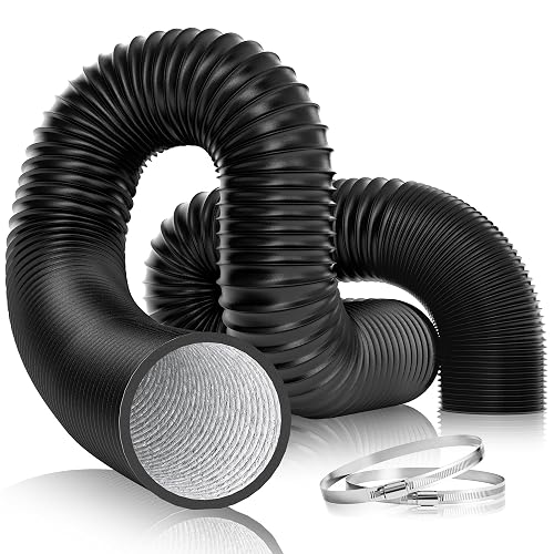 VIVOSUN 4 Inch 25 Feet Flexible Aluminum Ducting with 2 Clamps, Black