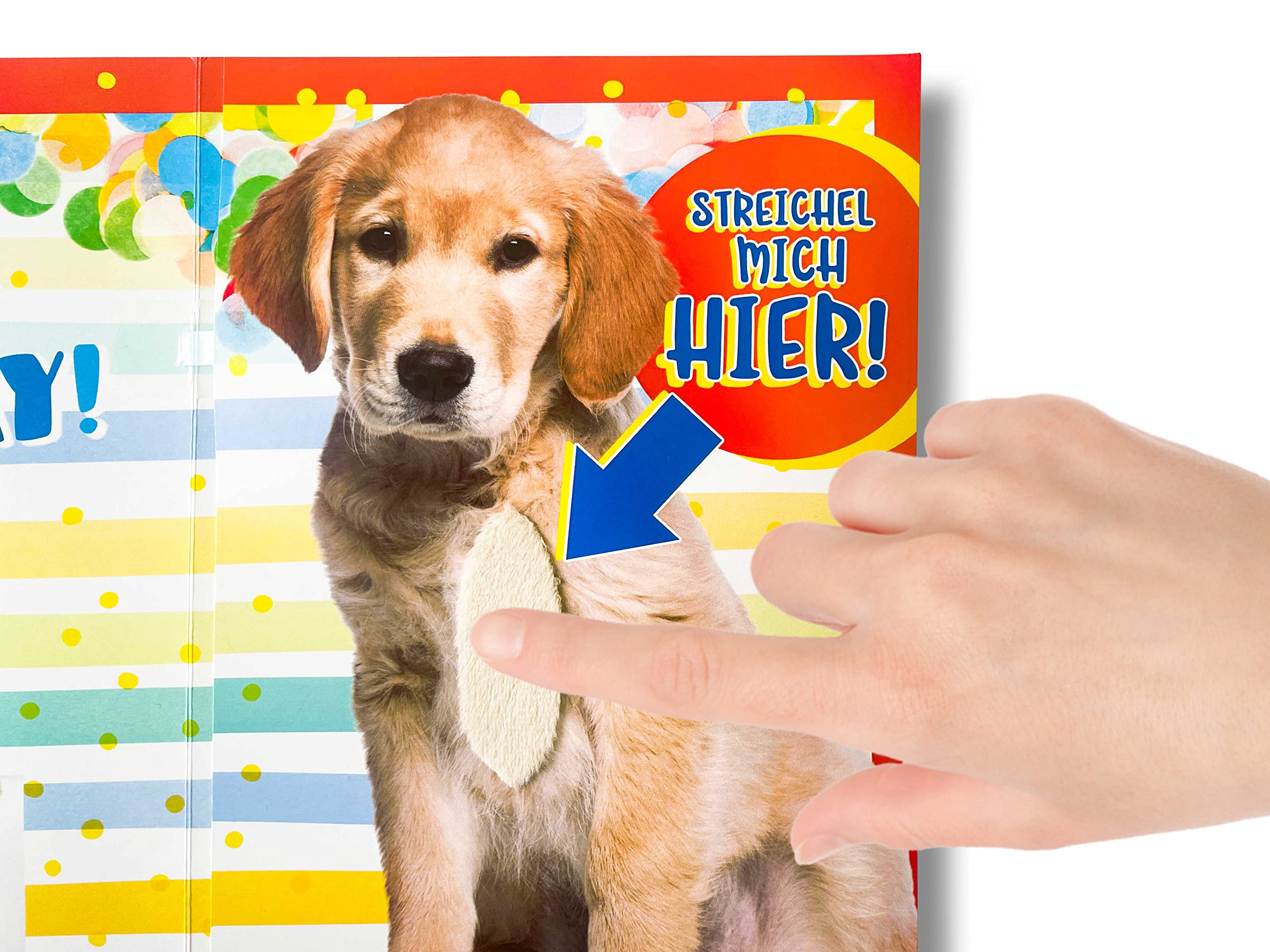 Bentino Geburtstagskarte XL Mit Kunstfell Zum STREICHELN, DIN A4 Set Mit Umschlag, Bei Jedem Streicheln Hörst Du Ein Katzen-Miau, Glückwunschkarte Mit Sound, Hochwertige Grußkarte