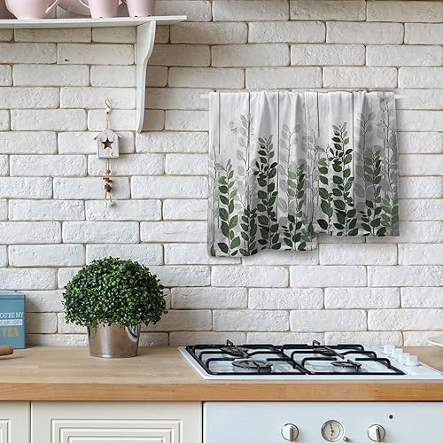Vista 400 de Giwawa Juego de 2 toallas de mano de hojas marrones, toallas de baño bohemias suaves y delgadas, altamente absorbentes, decorativas, para cocina