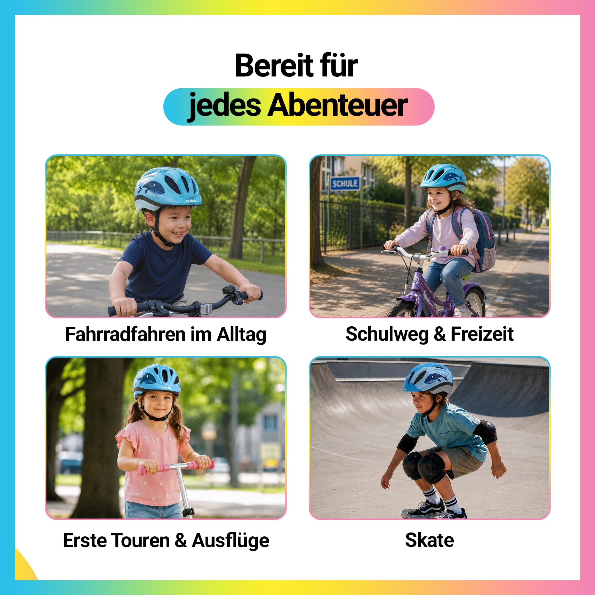 KED Meggy II Trend Fahrradhelm Für Kinder – Made In Germany, LED Rücklicht, MaxShell Technologie Und Präzise Größenverstellung