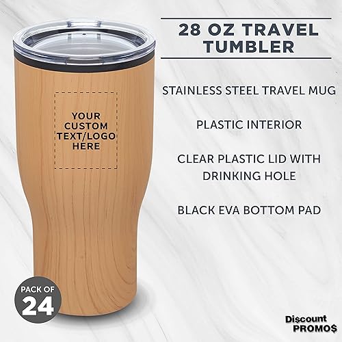 Miniatura 26 de Challenger - Juego de 6 tazas de viaje de acero inoxidable personalizadas de 28 onzas, paquete personalizado a granel, perfectas para café, Acabado