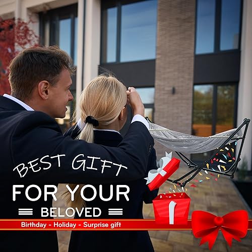 Miniatura 9 de Tranquillo UniGen - Hamaca resistente para interiores y exteriores, con soporte de acero, plegable de alta calidad, 600 libras, poliéster suave