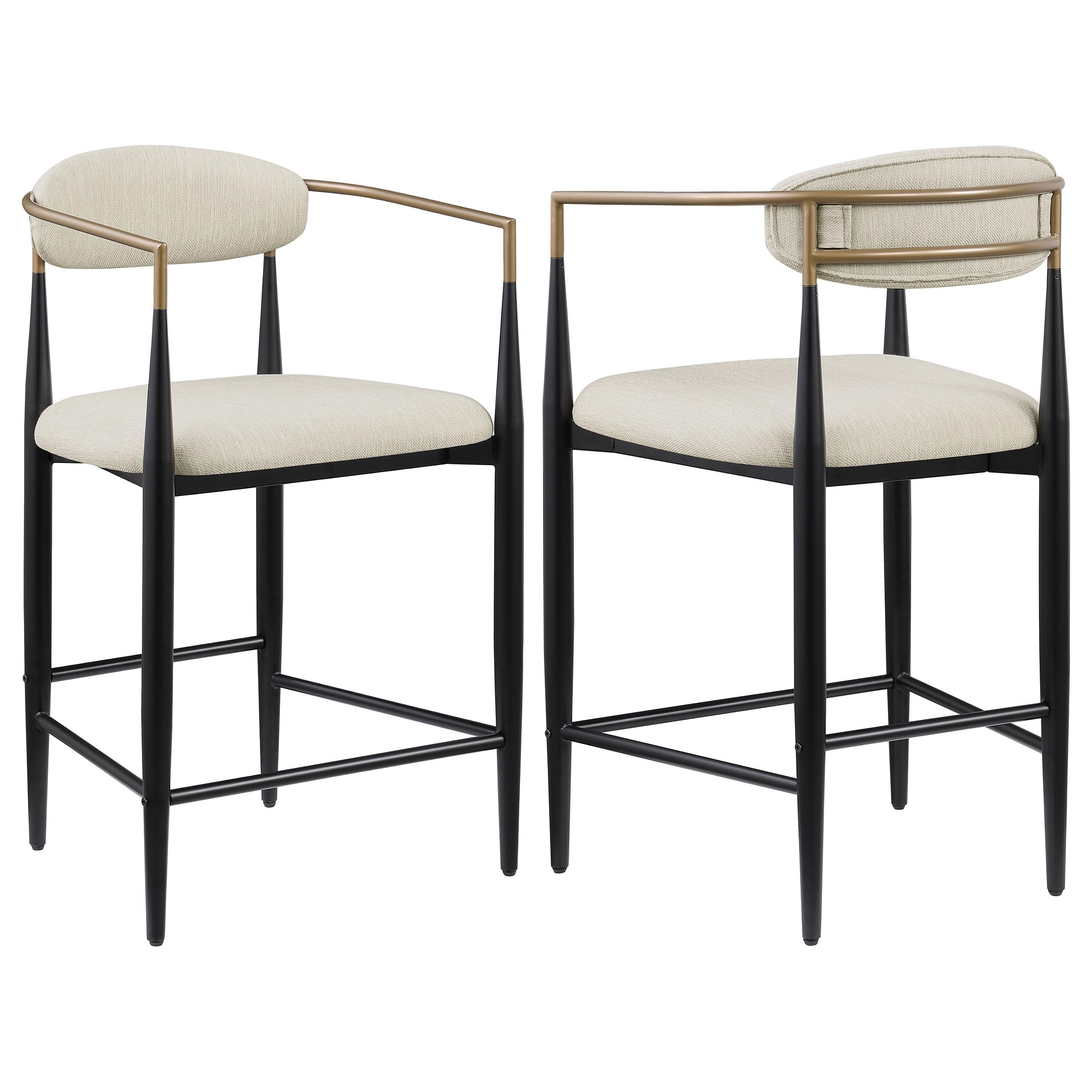 Coaster Home Furnishings Tina Metal Counter Height Bar Stool with Upholstered Back and Seat Beige (Set of 2)