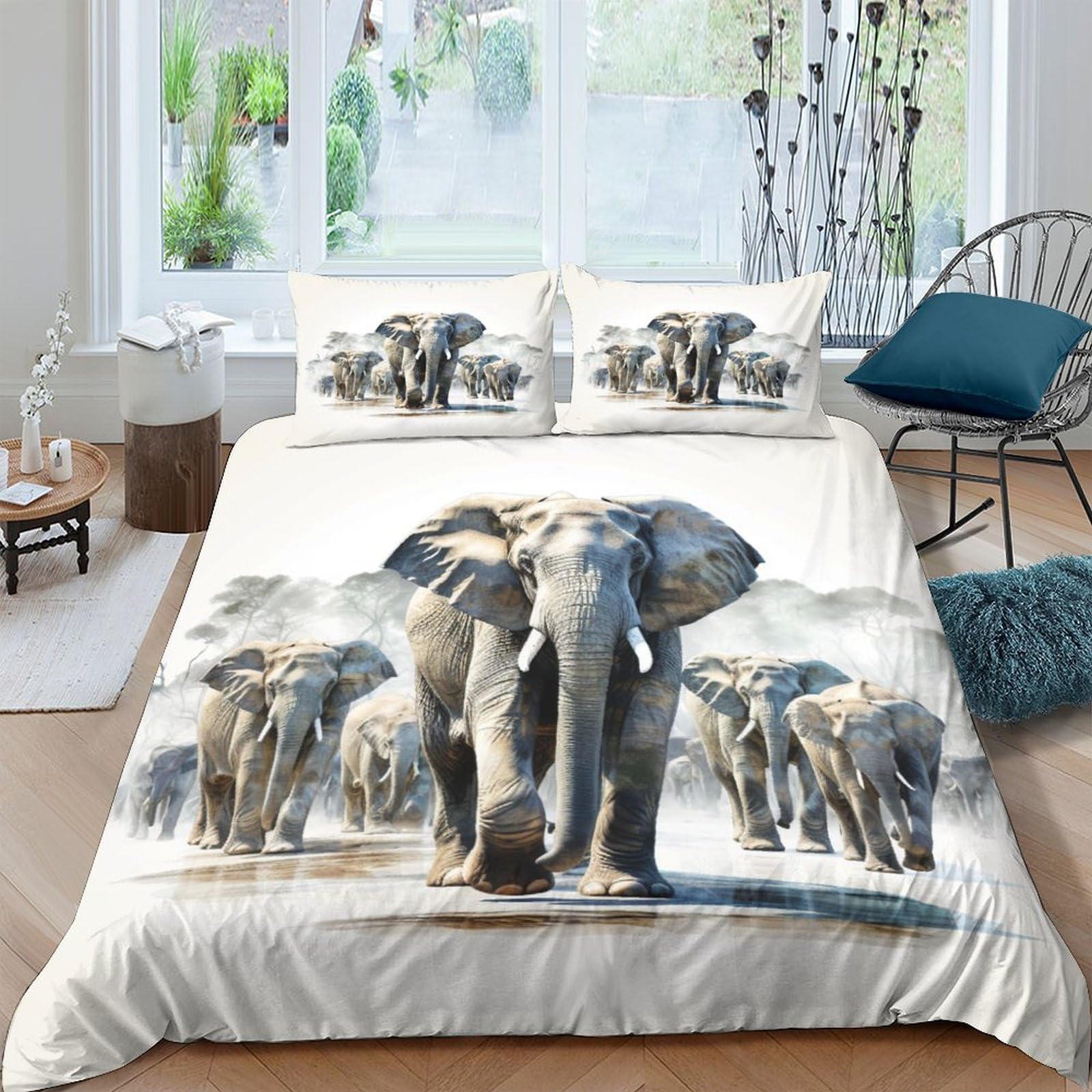Housse de couette éléphant 3D pour transformer votre chambre en oasis de détente 200x200cm