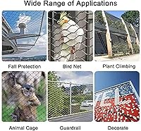 Vista 6 de VXHCS Red de cuerda de acero inoxidable 304, cuerda de alambre de escalera de balcón, red de cercado de ciervos duradera, valla de barrera de aves