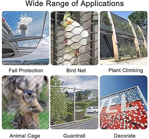 Miniatura 6 de VXHCS Red de cuerda de acero inoxidable 304, cuerda de alambre de escalera de balcón, red de cercado de ciervos duradera, valla de barrera de aves