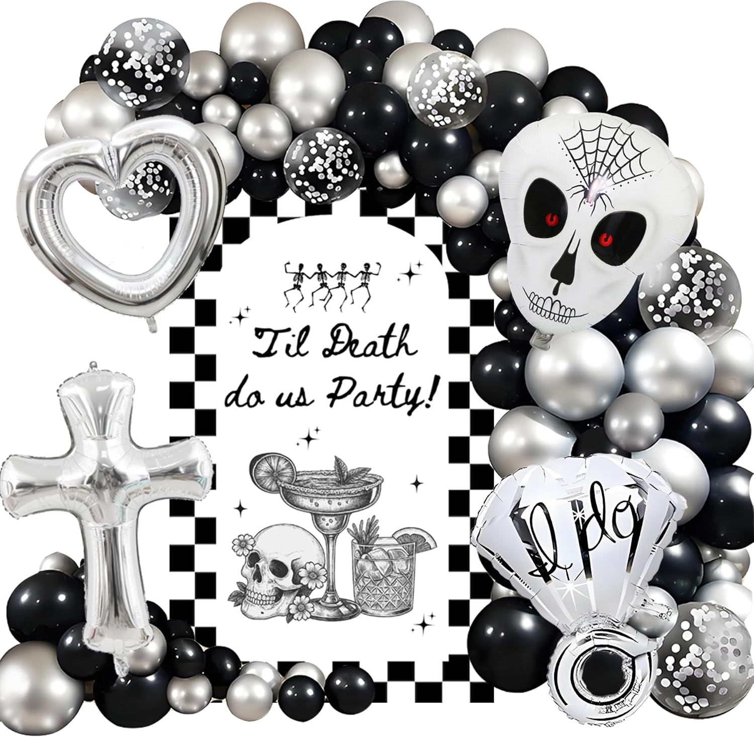 Till Death Do Us Party Bachelorette Decorations - 84pcs Balloon Garland Backdrop Arch Kit for Wedding Birthday, Bridal Shower Bachelorette Party Decorations