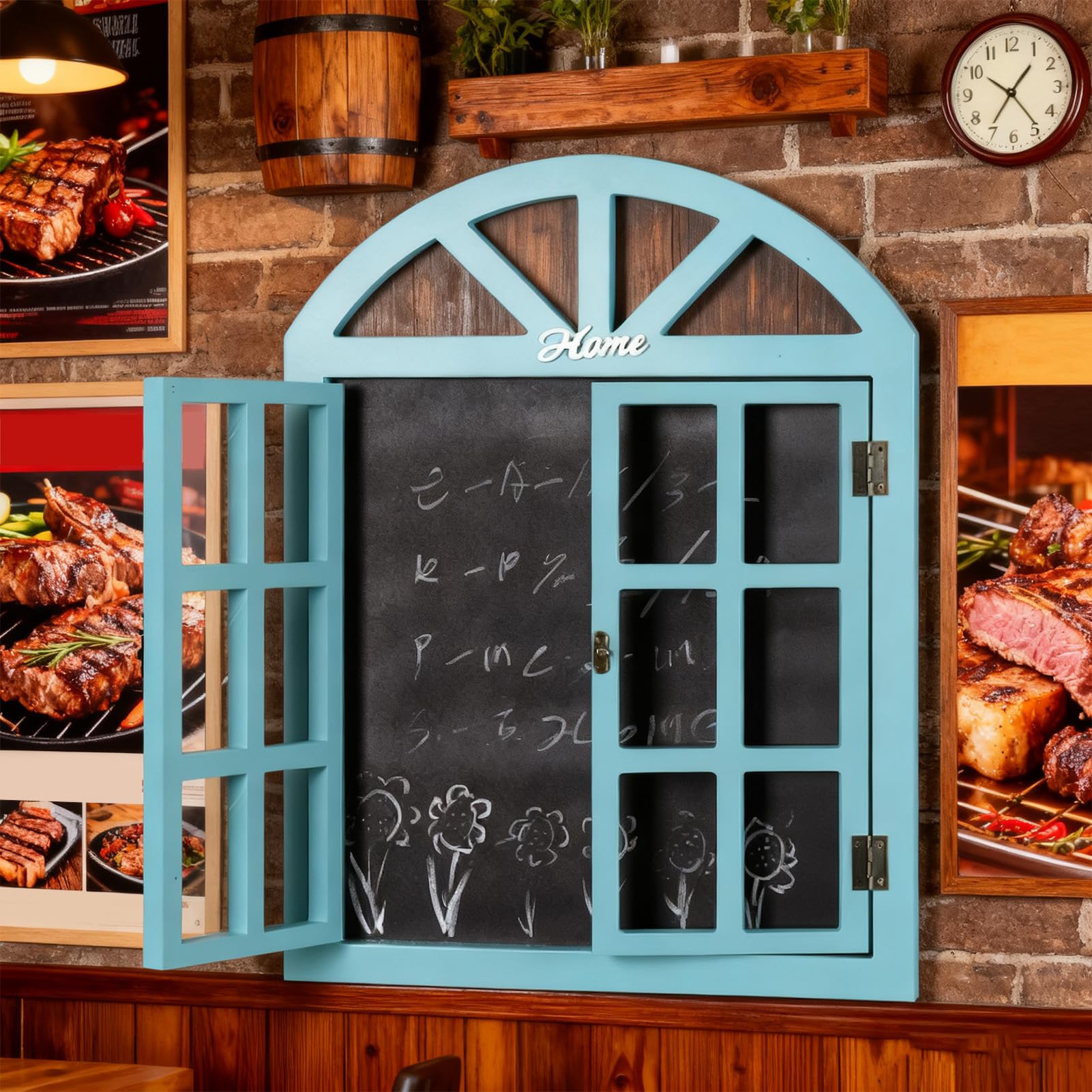 Kreidetafel mit Holzrahmen, Löschbarer Fensterrahmen, Hängetafel, Schild für Hochzeit, Küche, Restaurant (7702A-01)