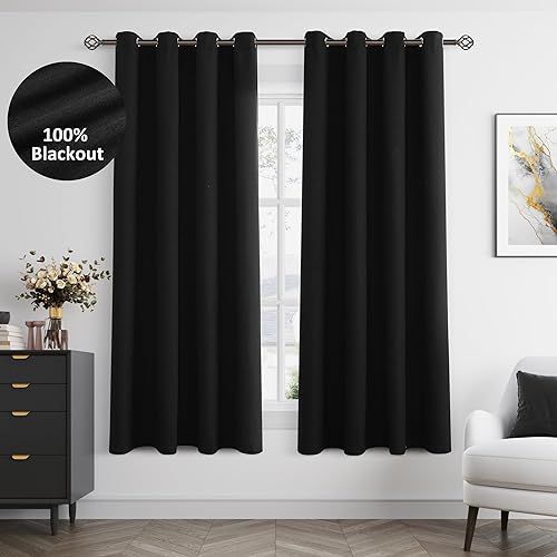 Miniatura 56 de Cream Linen Blackout Curtains 96 Length 2 Panels Set for Living Room Bedroom, 100% Black Out Thermal Insulated Linen Drapes, Room Darkening Grommet