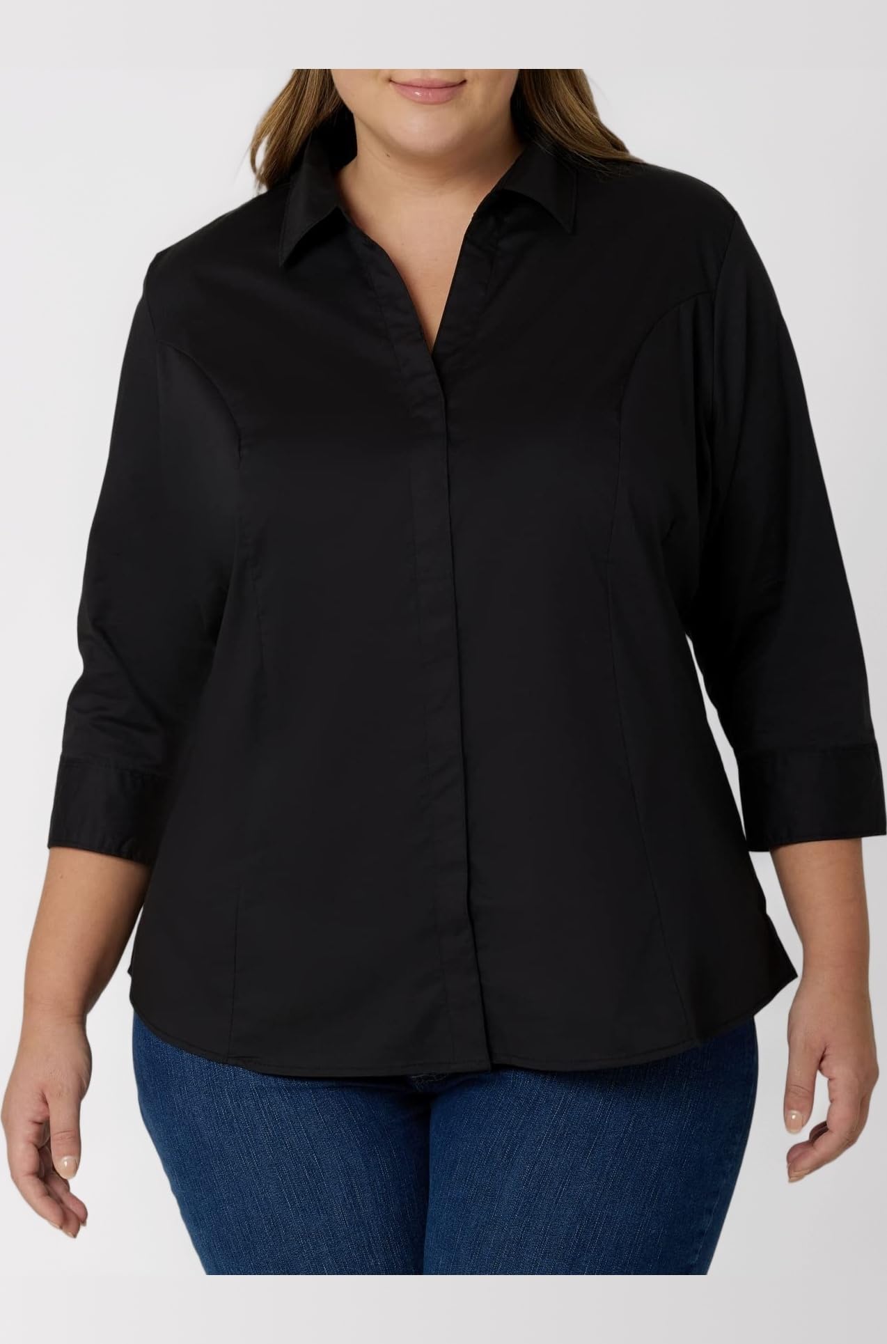 Riders by Lee Indigo Women's Plus Size Bella Easy Care ¾ Sleeve Woven Shirt