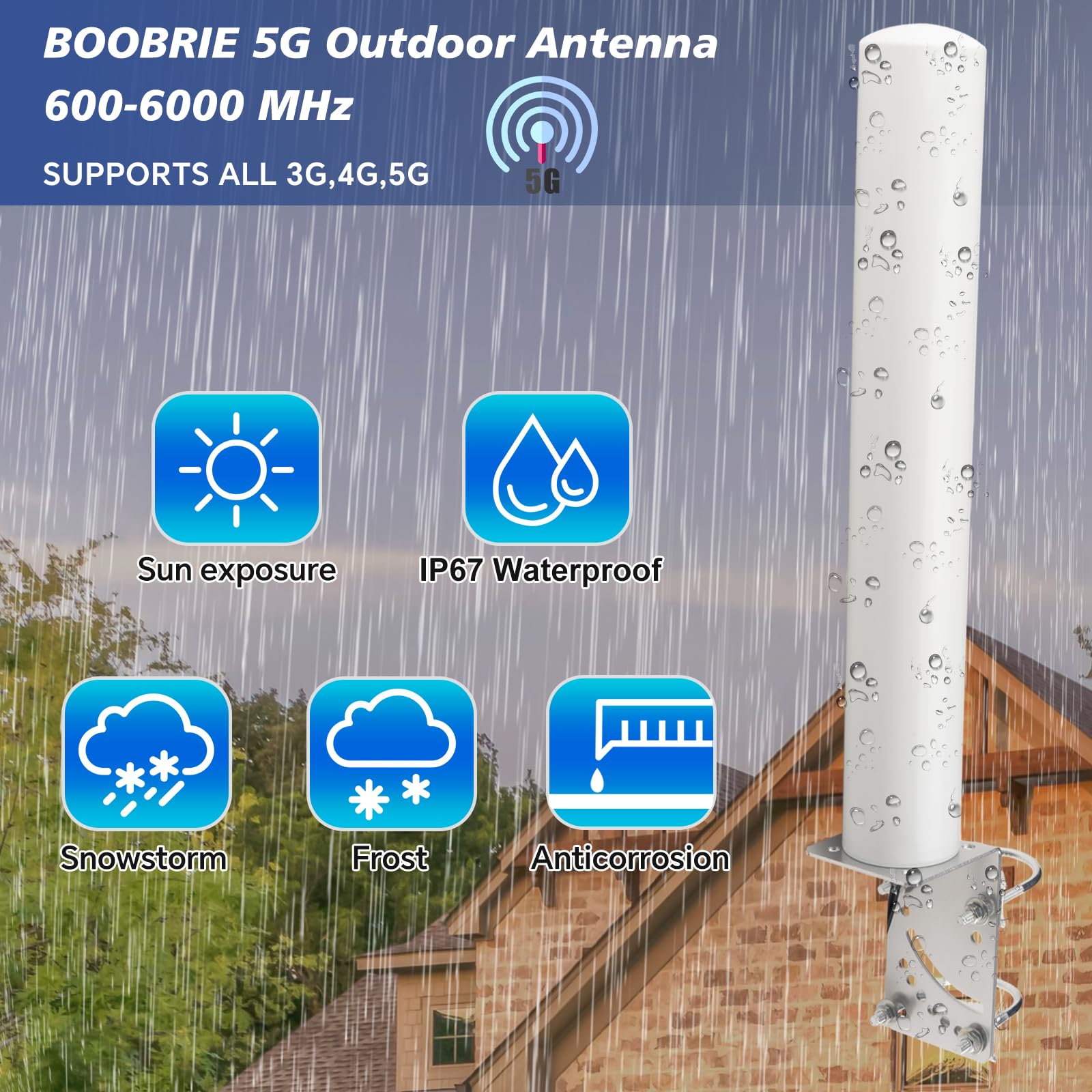 Antenna 5G 4G LTE ad alto guadagno 600-6000 Mhz omnidirezionale antenna esterna 10dBi SMA maschio B-LMR200 cavo 5 m con adattatore SMA a TS9 e cavo RG316 per AT&T, Verizon, T-Mobile