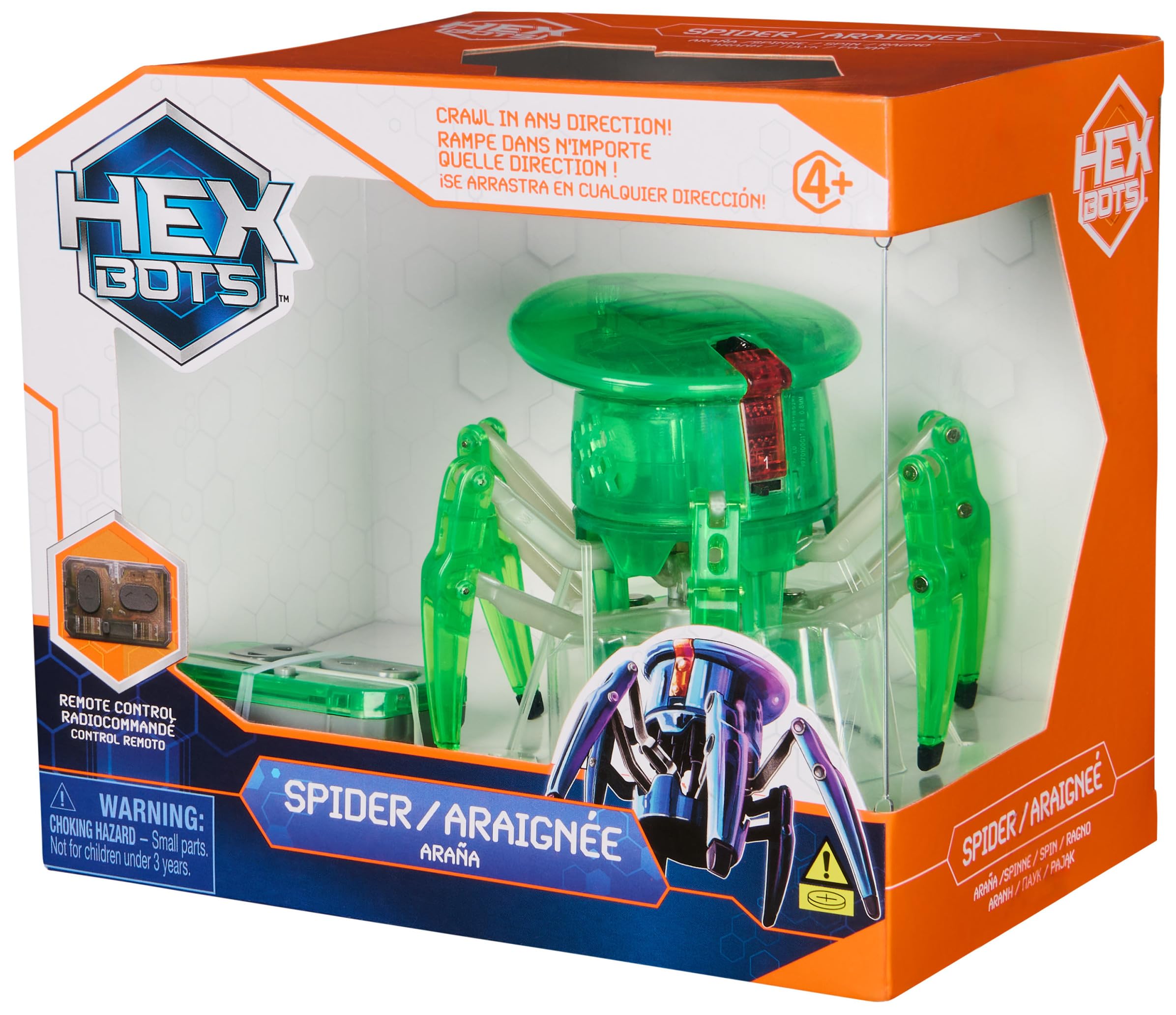 HEX BOTS Zdalna kontrola owadów dla dzieci, regulowana robot pająk, zabawki dla chłopców i dziewcząt w wieku 4 i góry, niebieski (Spin Master 6071528)