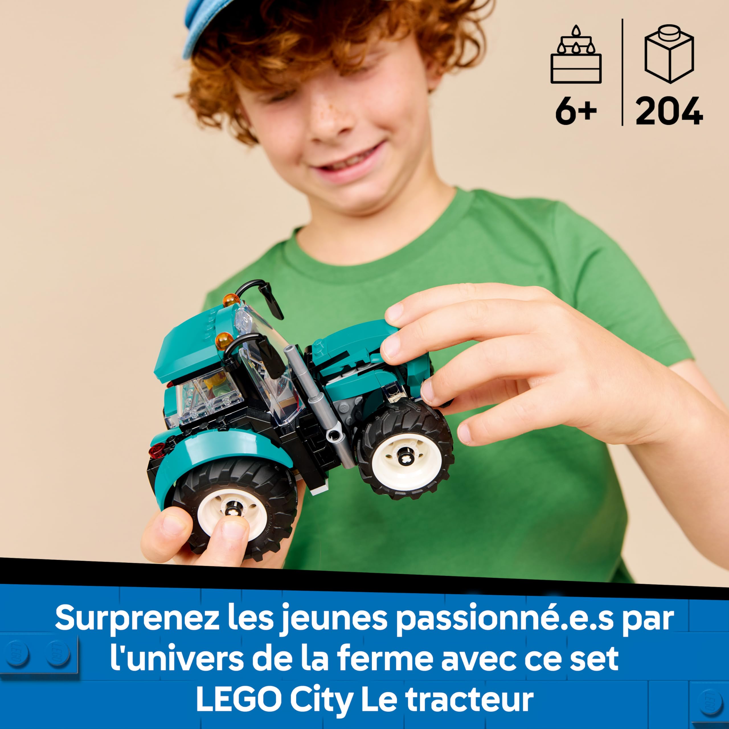 LEGO City Le Tracteur - Jouet de Construction - Maquette de Véhicule de Ferme avec Minifigurine de Fermier - Idée de Cadeau d'anniversaire pour Garçon dès 6 Ans & Fans de Mécanique 60498