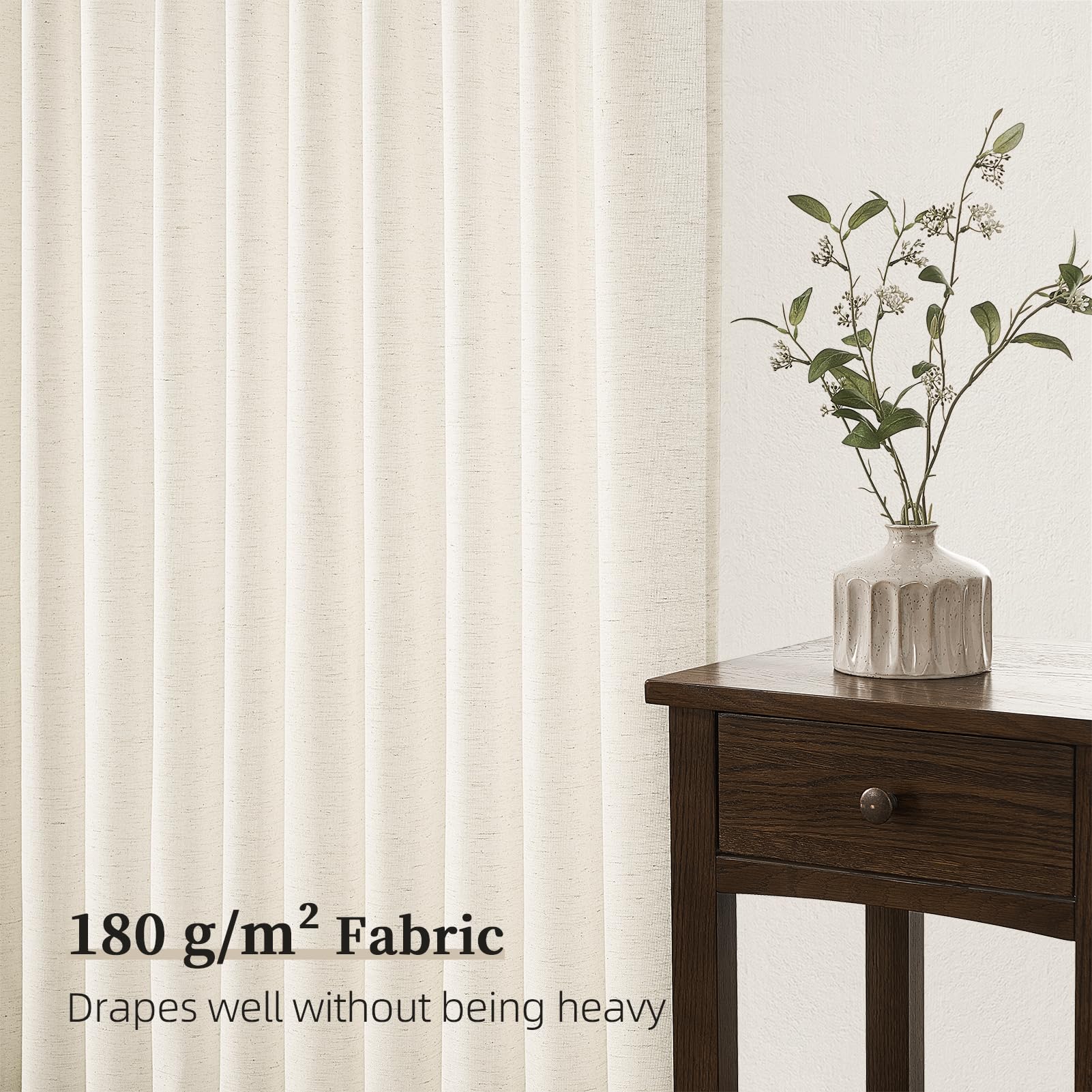 Topfinel Tende Per Interni Camera da Letto Salotto Moderne Beige Lino e Cotone Naturale con Anelli Oscuranti Tenda Salotto Porta Finestra Bagno Cameretta Bambina Tendine per Finestre 140 x 225 cm, 2pz