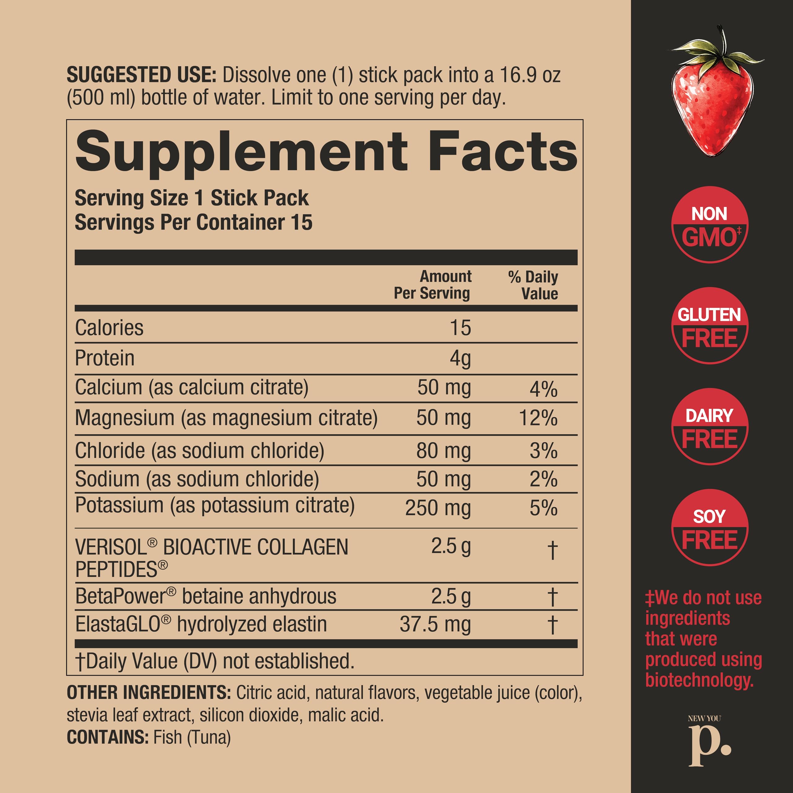 Hydrated - 5 Electrolytes + Collagen, Strawberry Yuzu, 0 Artificial, 15pk — Amazon image 7