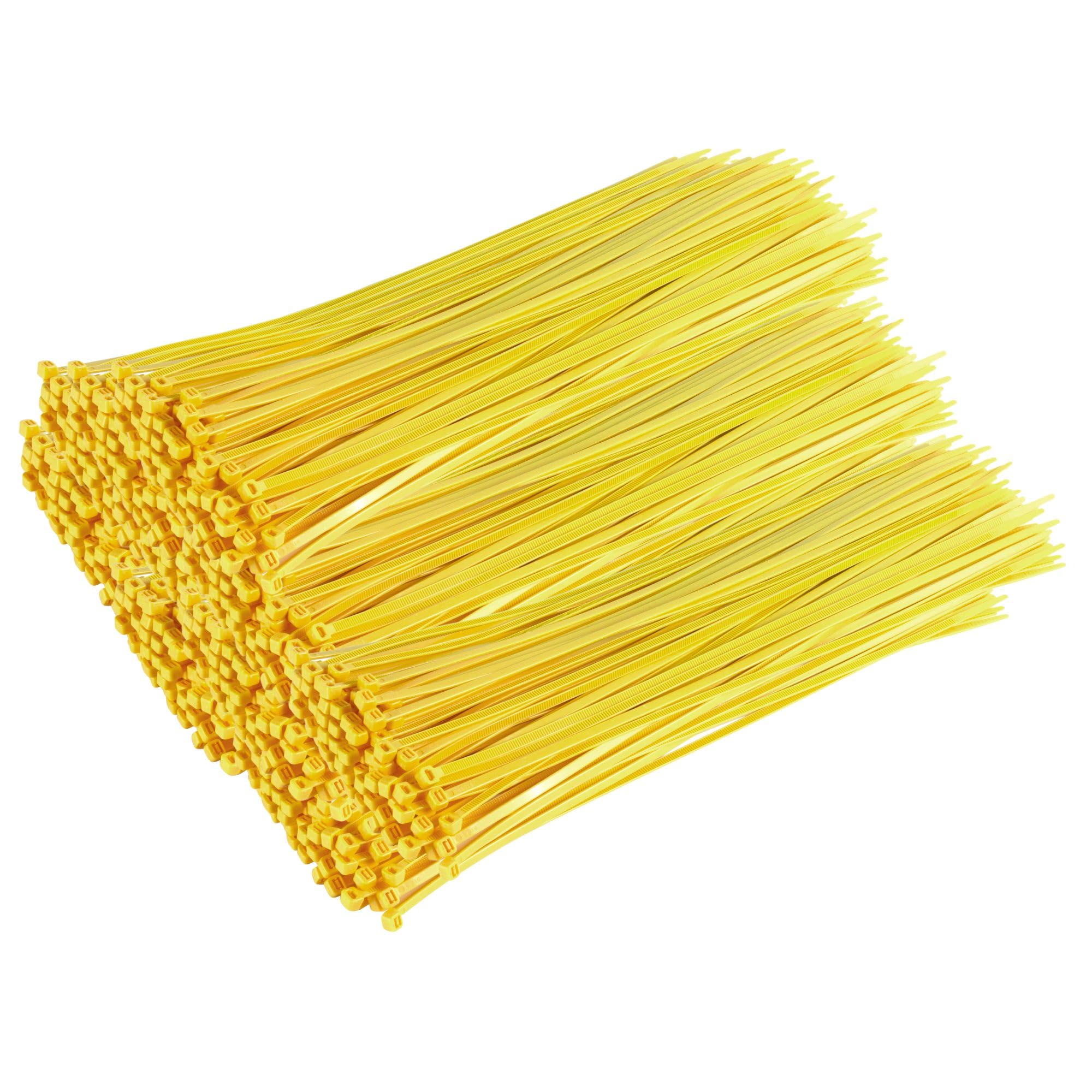 Gocableties Yellow Cable Ties, 370mm x 4.8mm, Bulk Pack of 1000, 12” Premium Nylon Zip Ties, Multi-Purpose Plastic Tie Wraps, Secure Self-Locking Mechanism, for Home, Garden, Office and DIY