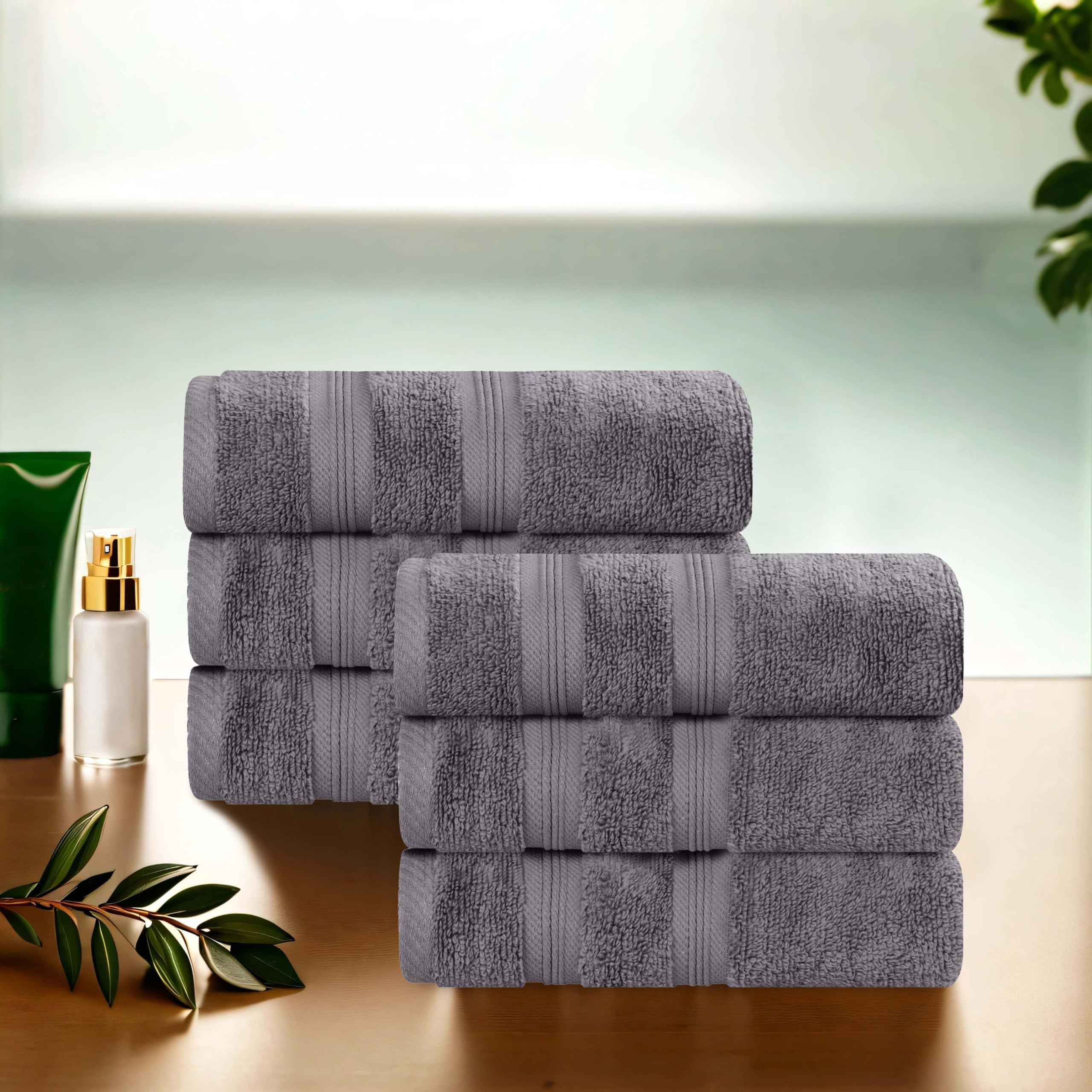 Superior Set di 6 asciugamani in cotone di alta qualità, morbidi asciugamani in peluche per spa, palestra, bagno, bagno degli ospiti, salone, cucina, arredamento, base per la casa, qualità