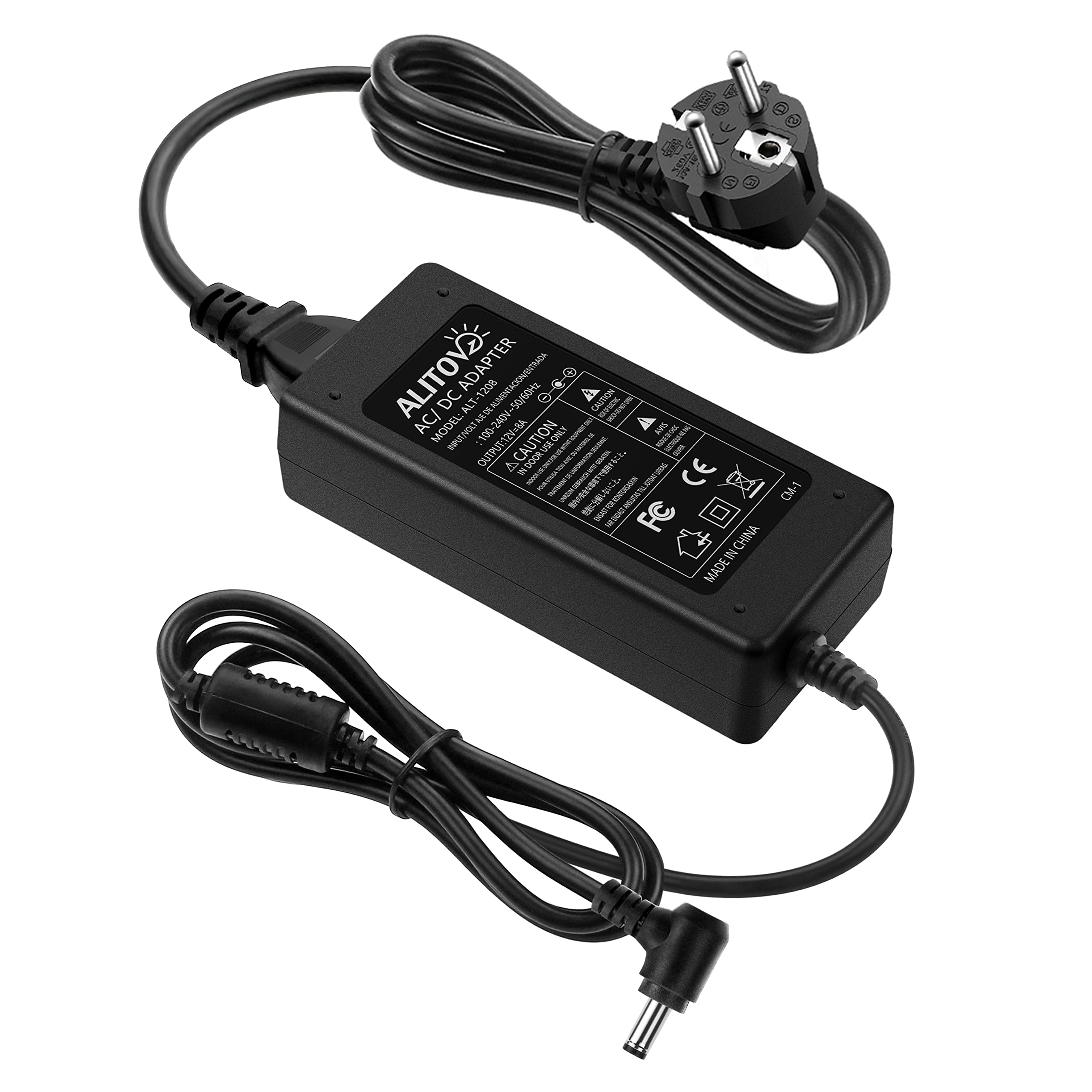 ALITOVE Alimentation 12V 8A 96W Convertisseur de Tension 230V à 12V 8A Adaptateur d'alimentation Transformateur LED Transformateur 5,5 mm x 2,5 mm Prise pour Module de Bande LED 3528 5050 CCTV