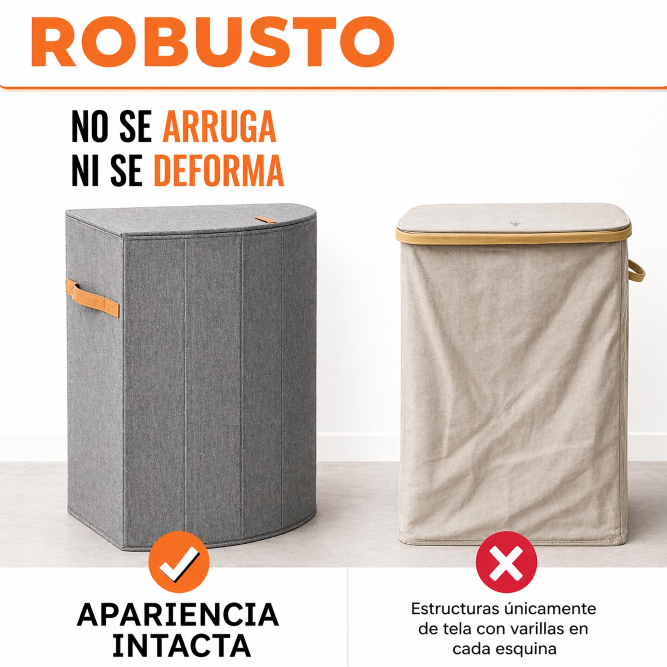 Cesta plegable ropa sucia 60x40x40 cm tela gruesa Lino 600d gris