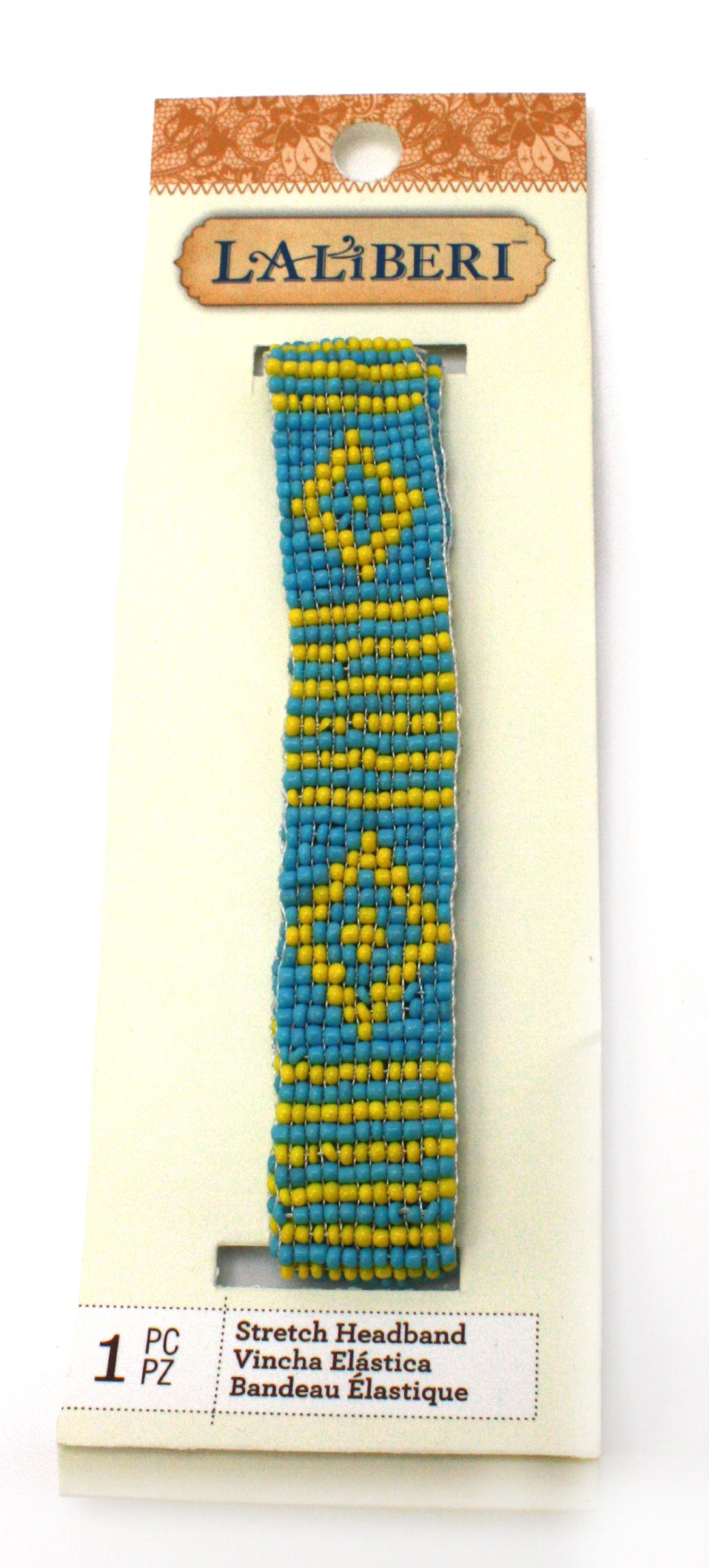 Simplicity Laliberi Bezel Hair Band, Soft Blue Woven Bead Strip