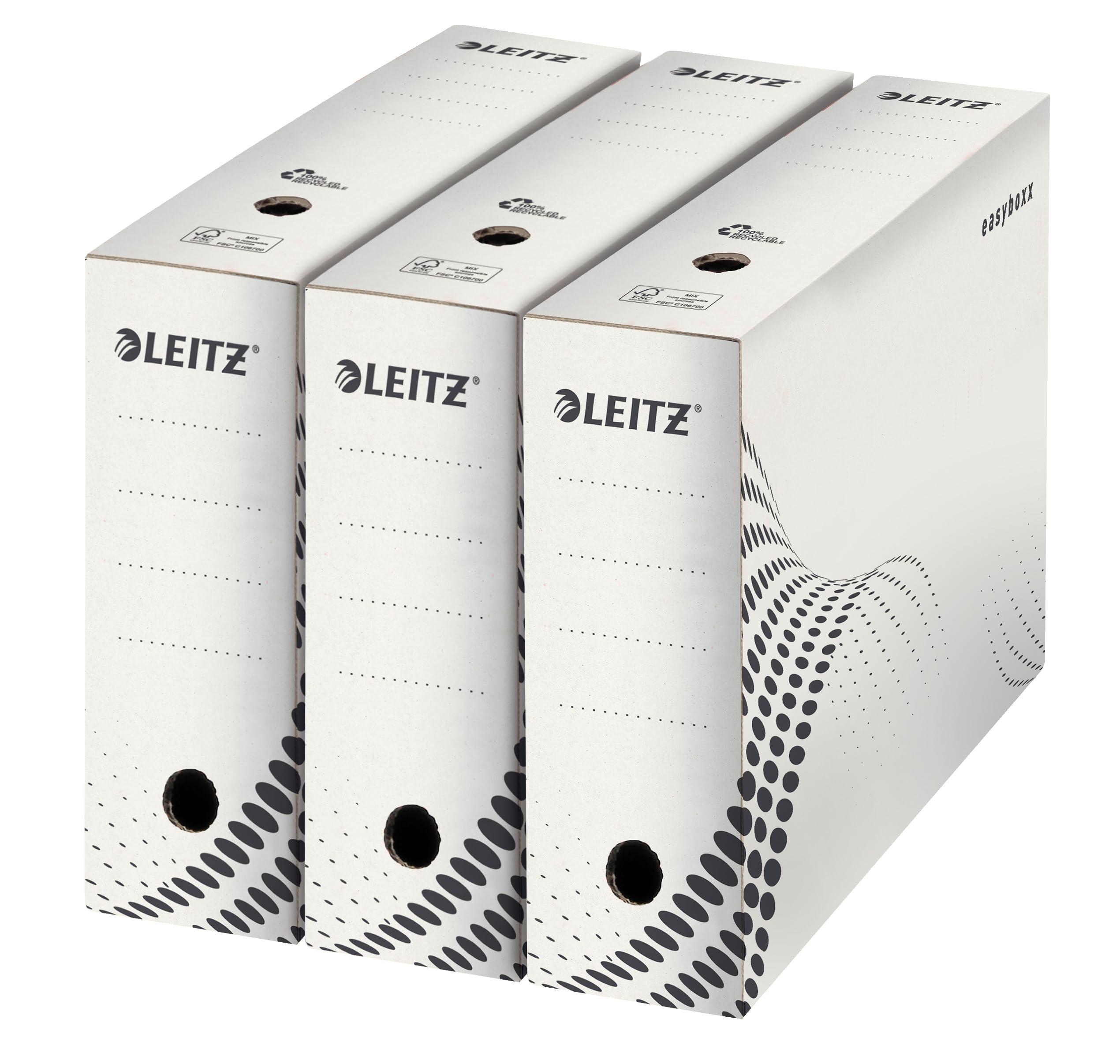 Esselte Leitz - Scatola per archivio easyboxx, 100 mm, in cartone ondulato, colore: Bianco