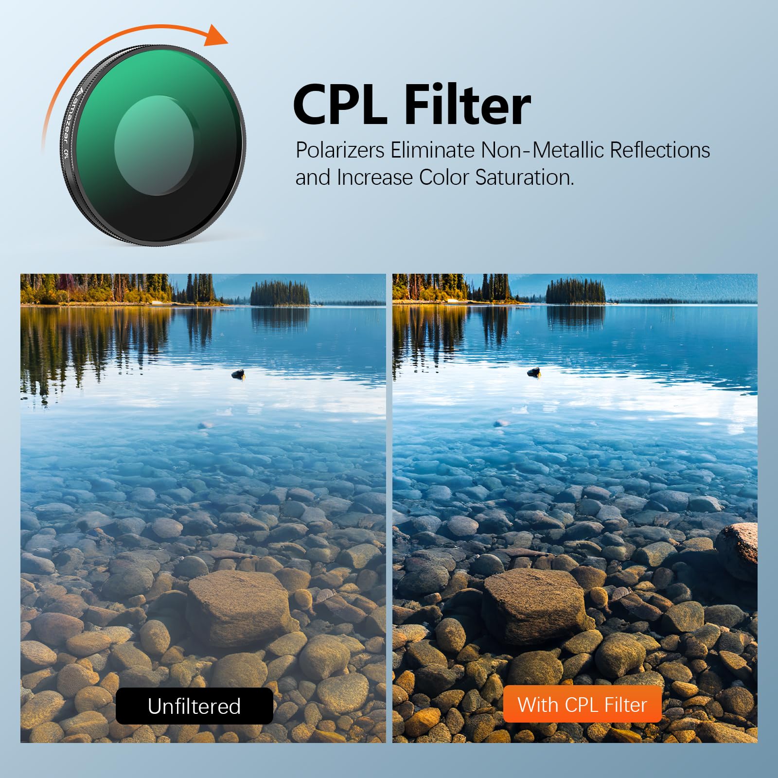 AMAZEAR ND & CPL Filter Set für Insta360 Go Ultra, Insta 360 Go Ultra Zubehör - ND8+ND16+ND32+CPL Objektiv Filter Kit | 4er Pack | Optisches Glas | HD | Ölabweisend | Einfach zu Montieren