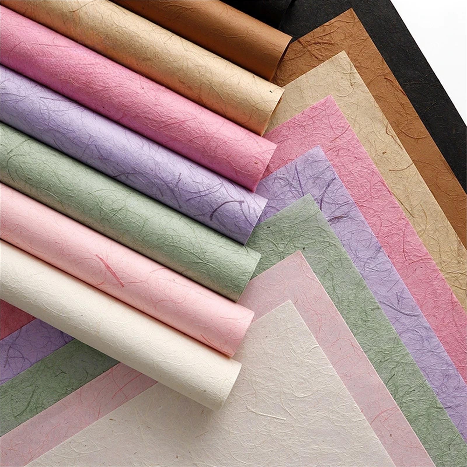 Geschenkpapier 5 Stück 50 x 70 cm Retro handgerissenes Hanfpapier Faserpapier Blumenstrauß Verpackung DIY aus leichtem Handpapier Blumenmaterialien(Light brown)