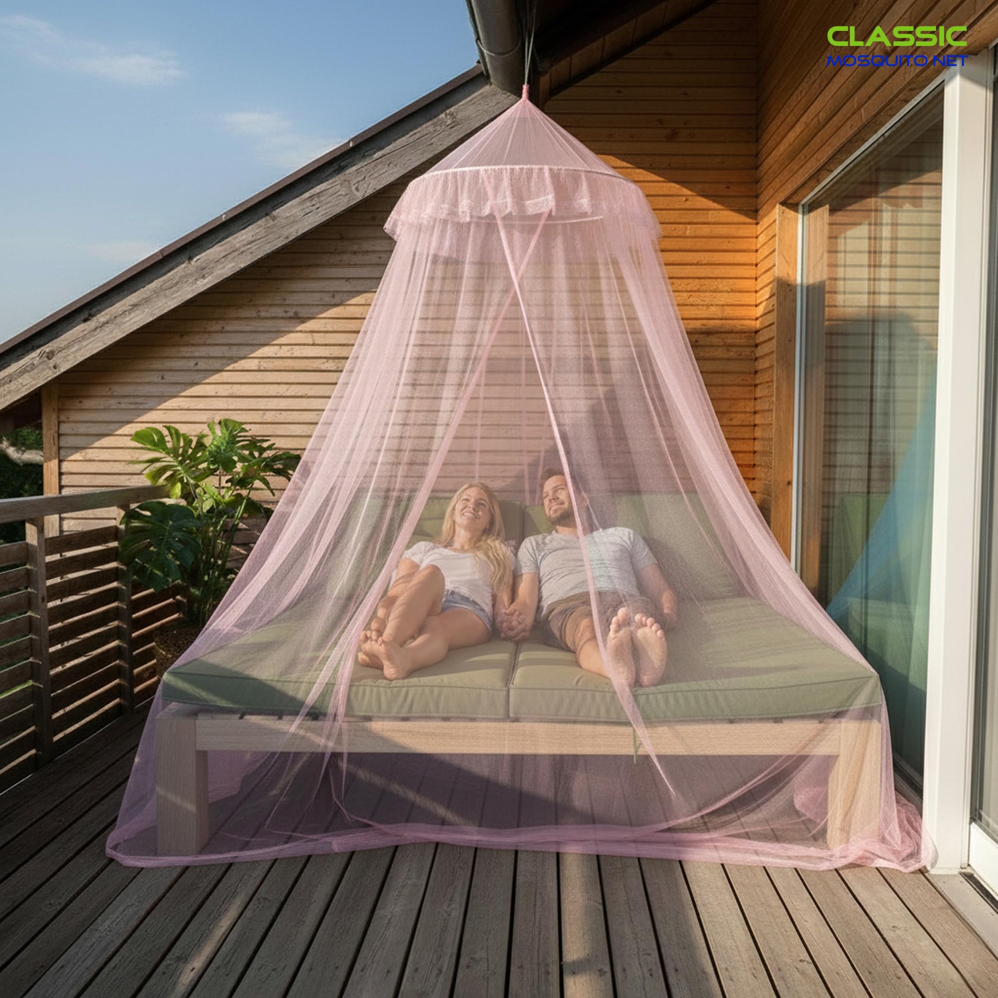King Size Mosquito Net - Pink Machardani Net -5