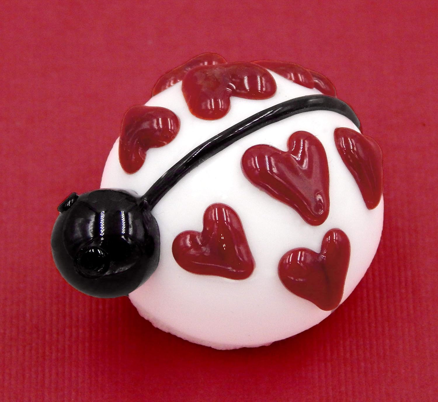 Art Glass Chocolate Lady Bug Love Heart Gift Handmade Home Décor (White Chocolate)
