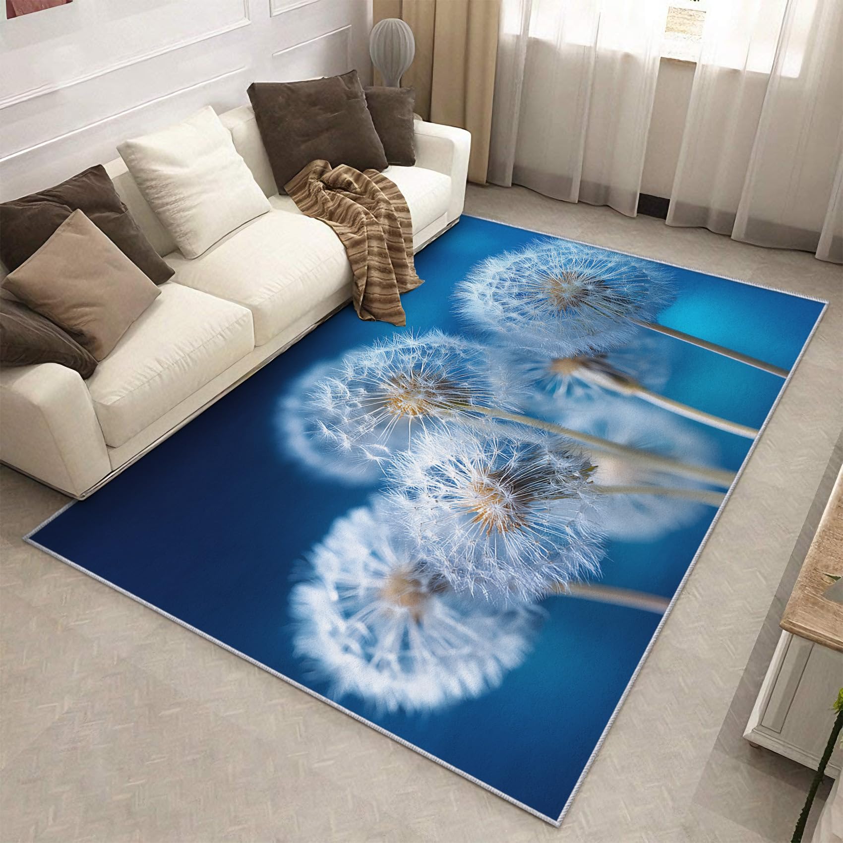 Tapis pissenlit de salon 180x240 moquette douce aux finitions soignées