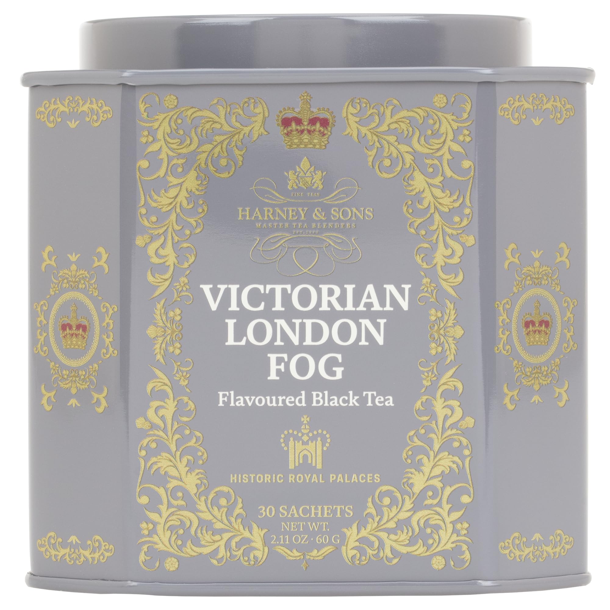 Harney & Sons Victorian London Fog Tea, Black and Oolong Tea with Citrus, Vanilla and Lavender | 30 Sachets, Historic Royal Palaces Collection