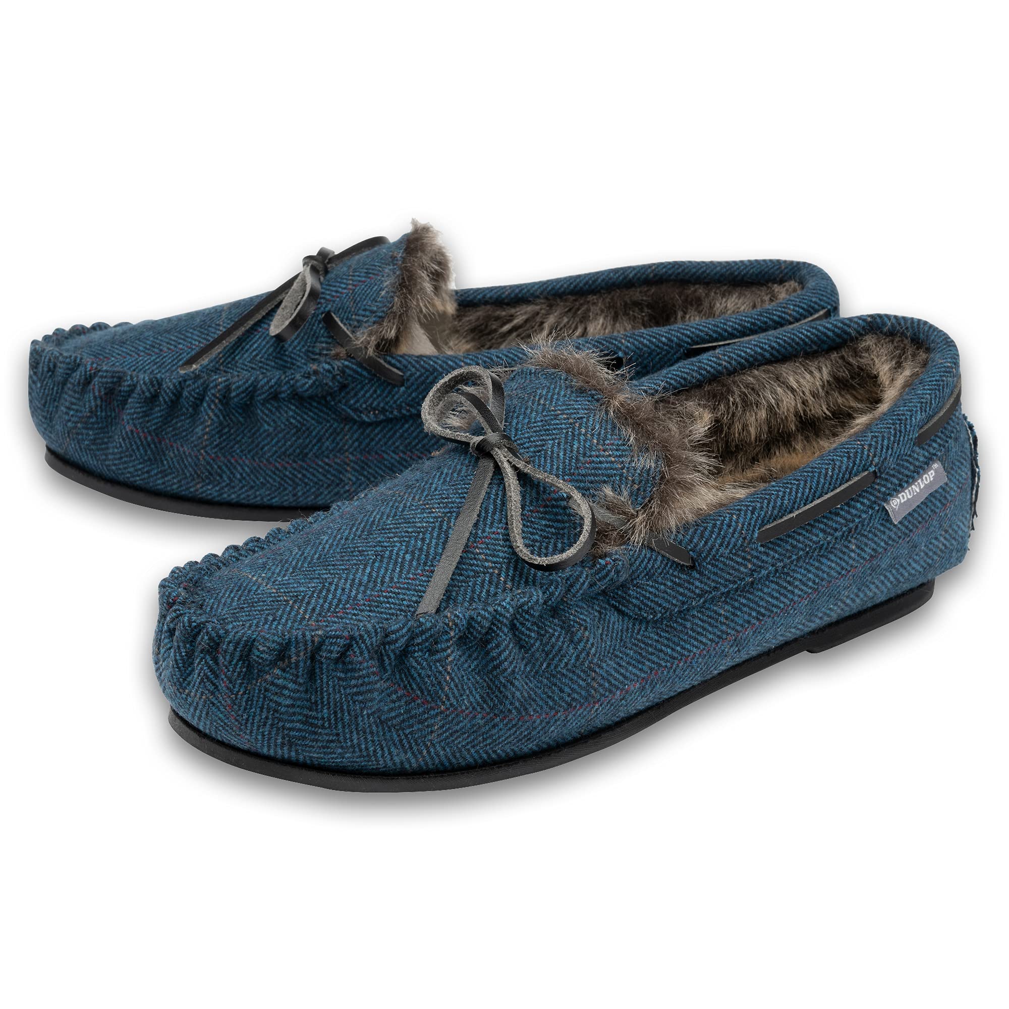 Mens Moccasin Slippers Faux Fur Lined Comfy Memory Foam Sizes 7-12