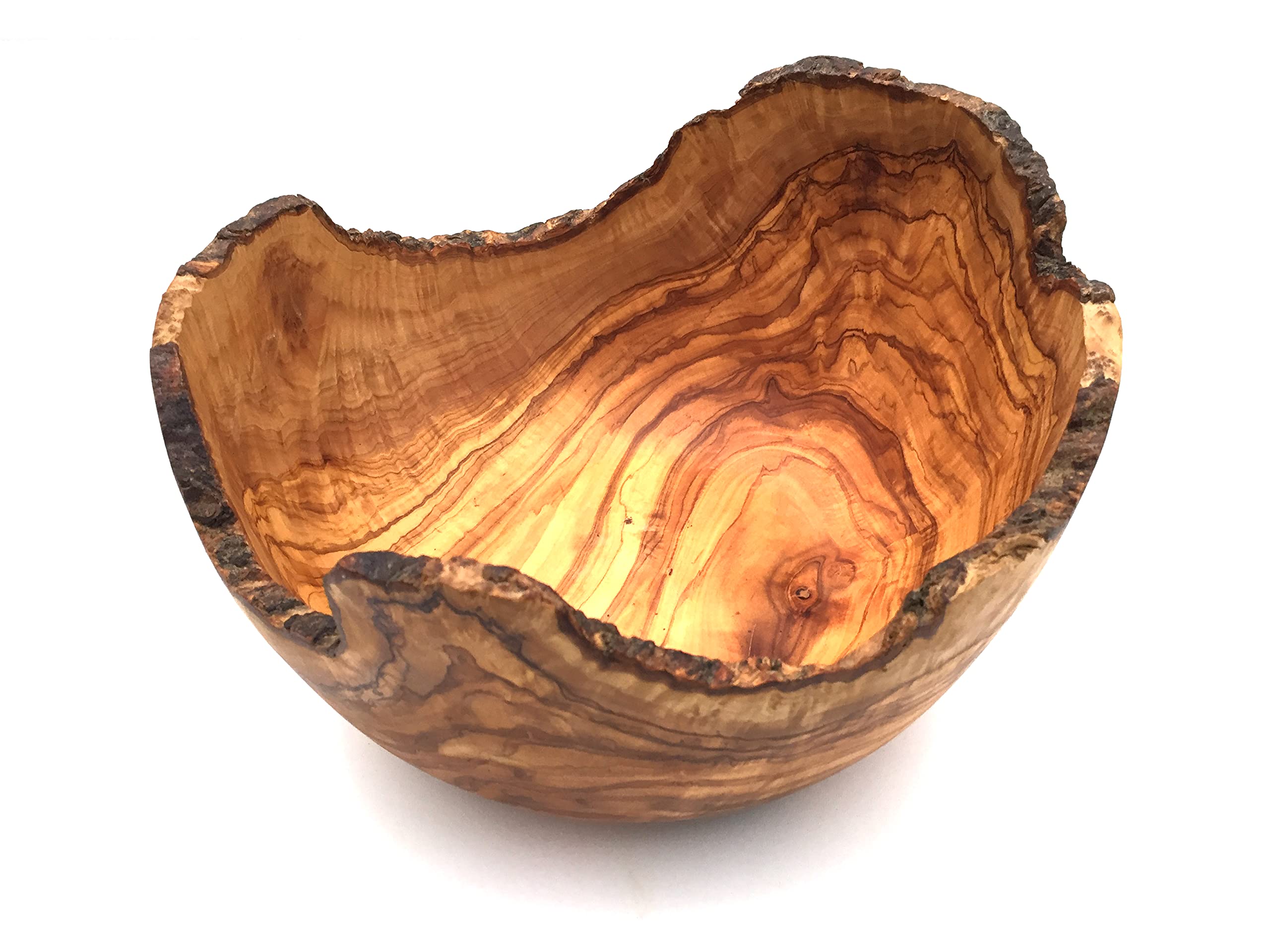 Cuenco rústico a elegir Ø 20/22/24/26/28/30/32/34 cm, cuenco para ensalada, fruta, hecho a mano, madera de olivo (diámetro de 28 cm)