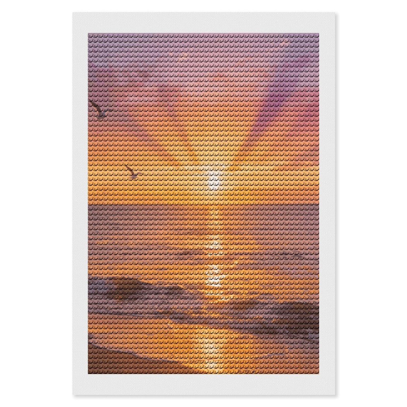 FekiLoot Ocean Sunset Paint by Numbers Kit for Adults Beginner DIY Diamond Dots Paintings Round Full Drill Diamond Art Kits Picture Diamond Art Painting Kits for Home Decor 8"x12"
