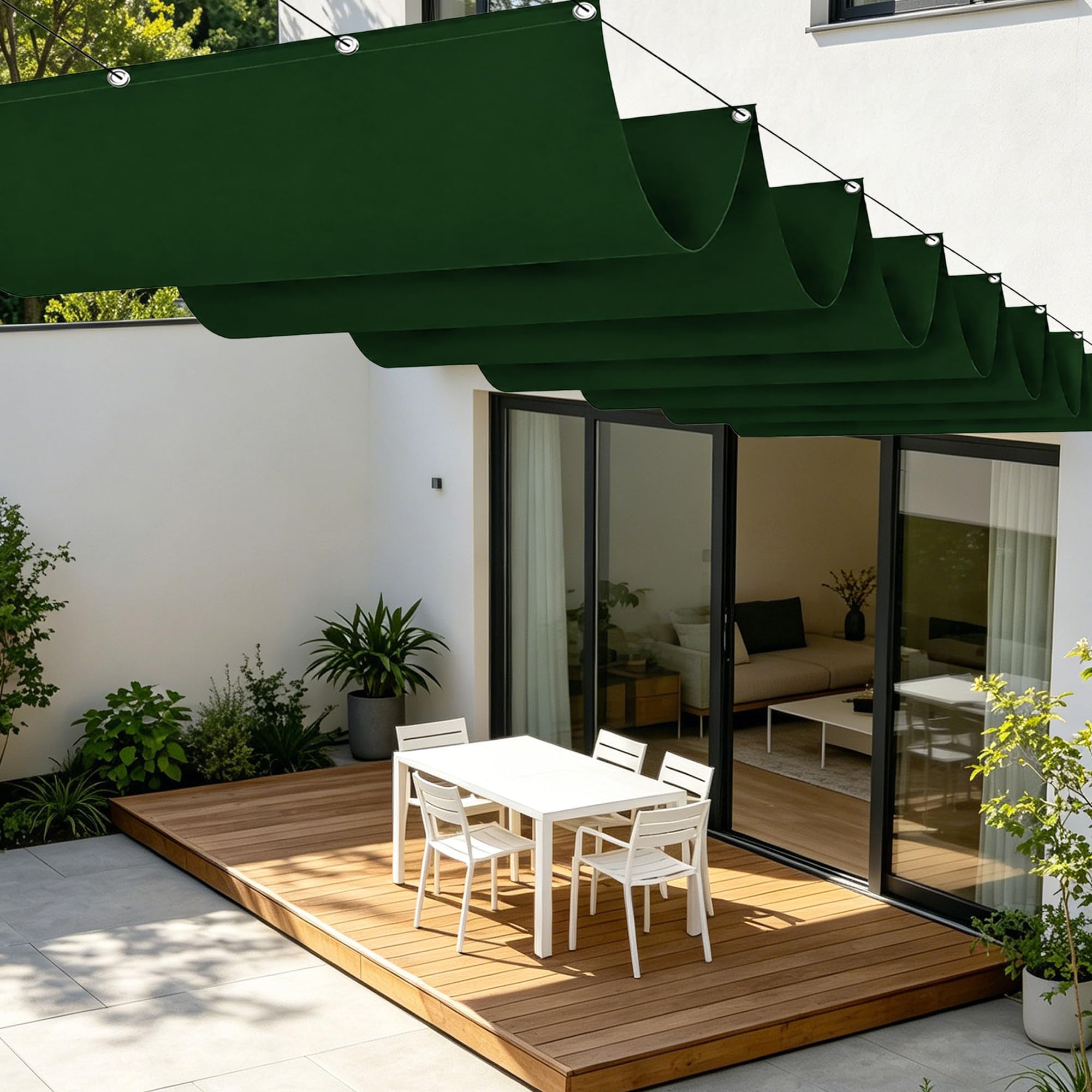 Voiles d'ombrage pour terrasse et patio : espace frais de 450x240cm