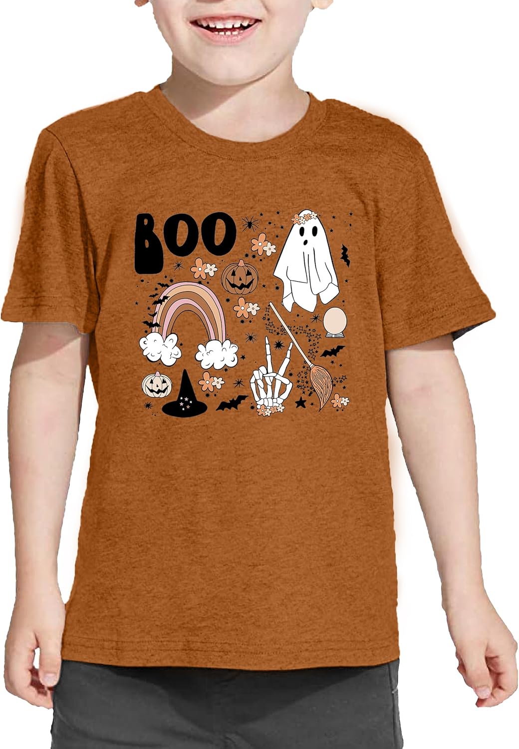Toddler Boys Girls Halloween T Shirt Halloween Boo Shirt Pumpkin Shirts Cute Retro Tee Tops - Image 3