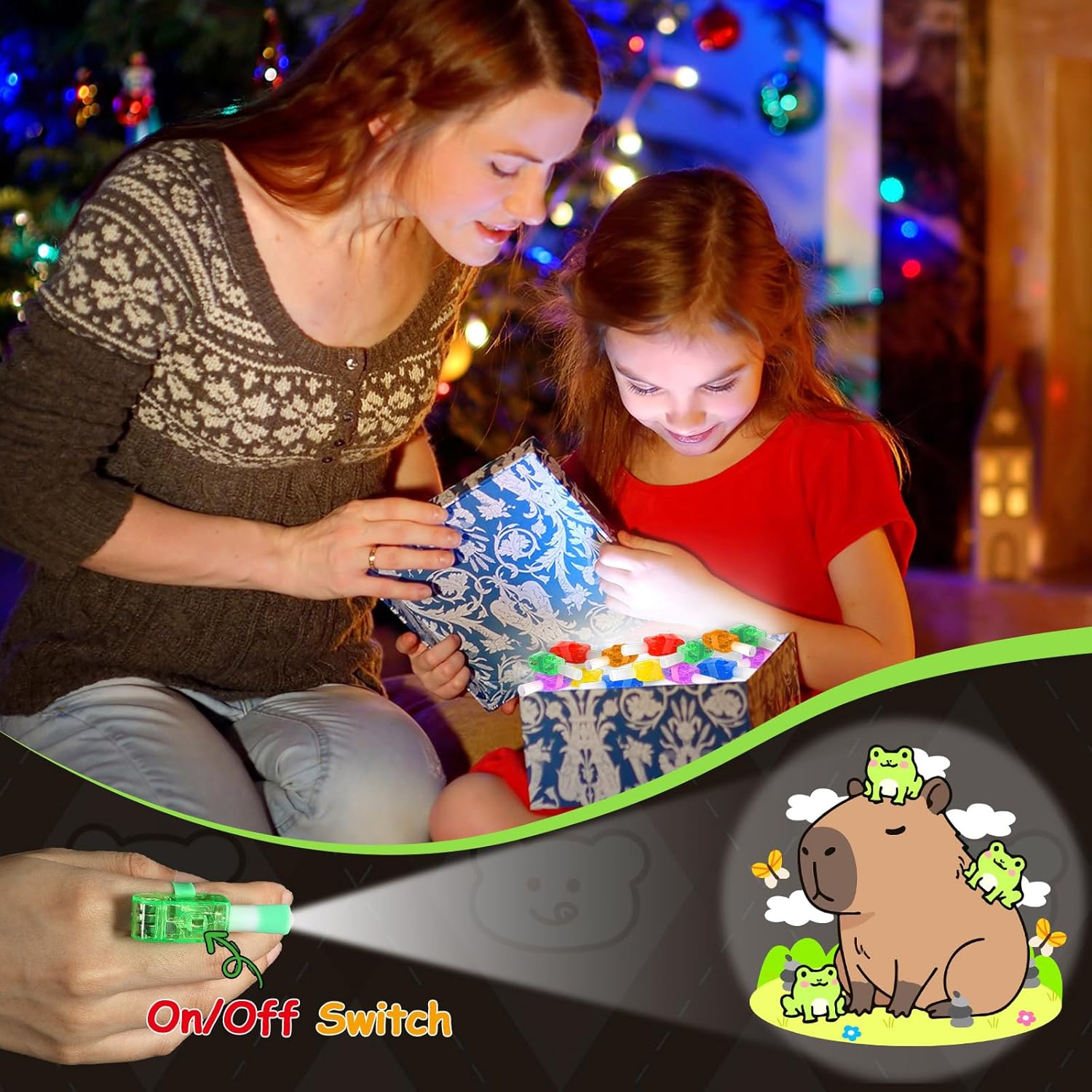36Pcs Capybara LED Finger Lights Animal Party Favors Glow in the Dark Light Up s Capybara Themed s Bulk for Birthday Party Favors Treasure Box Goodie Bag Stuffer Birthday Gifts Prize